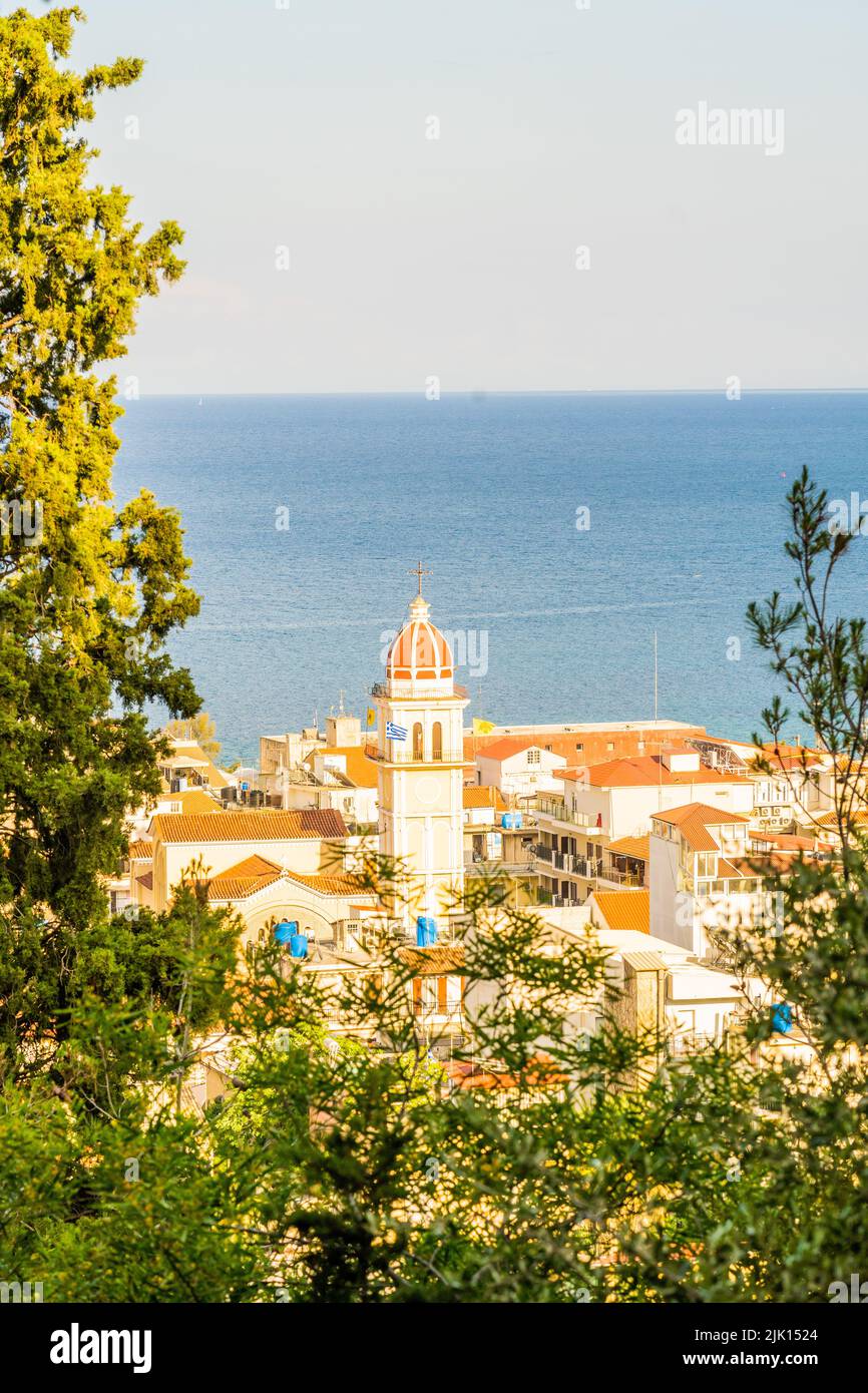 Erhöhter Blick über Zante Town, Zakynthos Insel, griechische Inseln, Griechenland, Europa Stockfoto