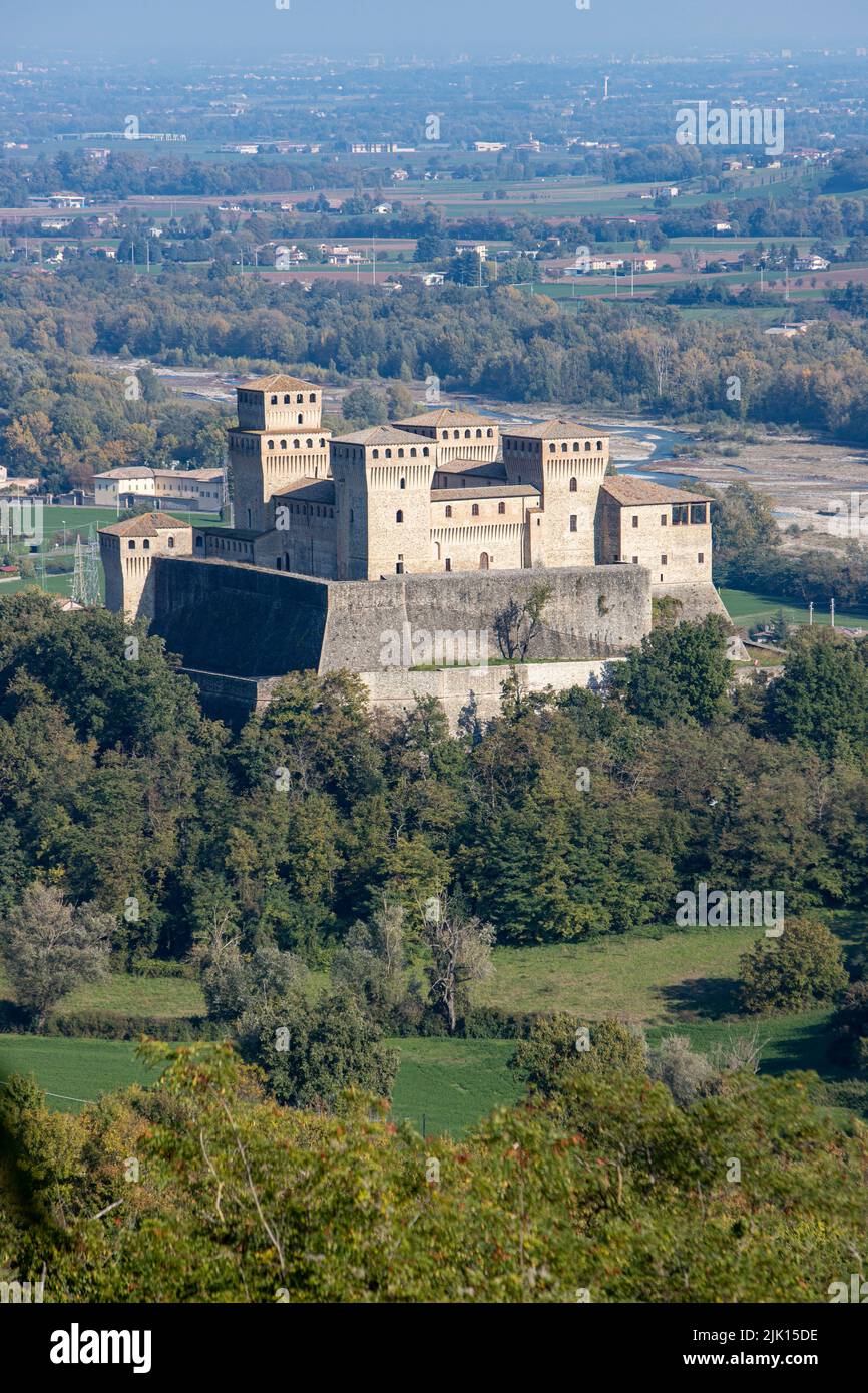 Schloss Torrechiara, Torrechiara, Casatico Hills, Langhirano, Parma, Emilia Romagna, Italien, Europa Stockfoto