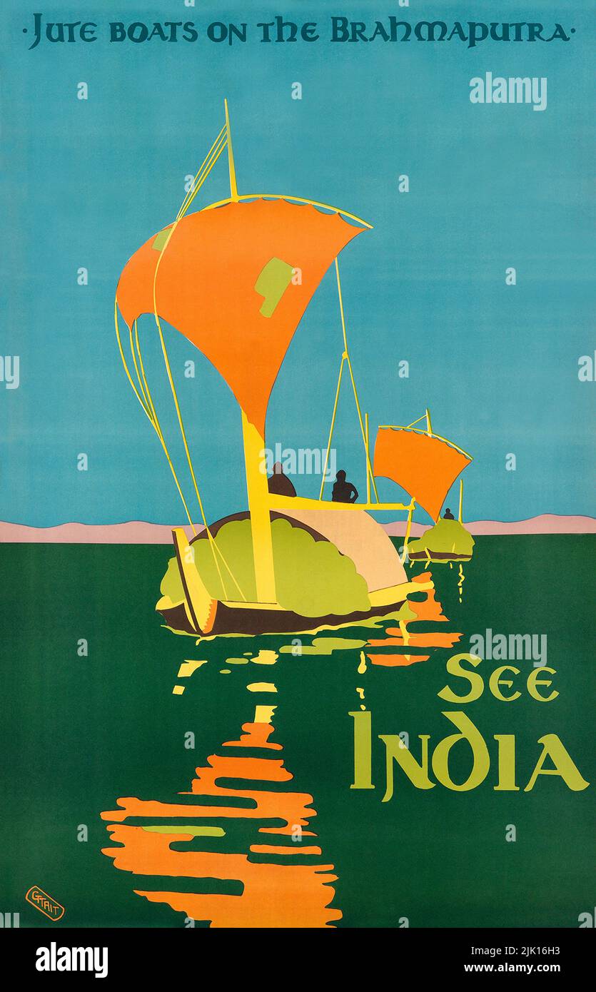 SEHEN SIE INDIEN / JUTE BOOTE AUF DEM BRAHMAPUTRA. Ca. 1930s. Stockfoto
