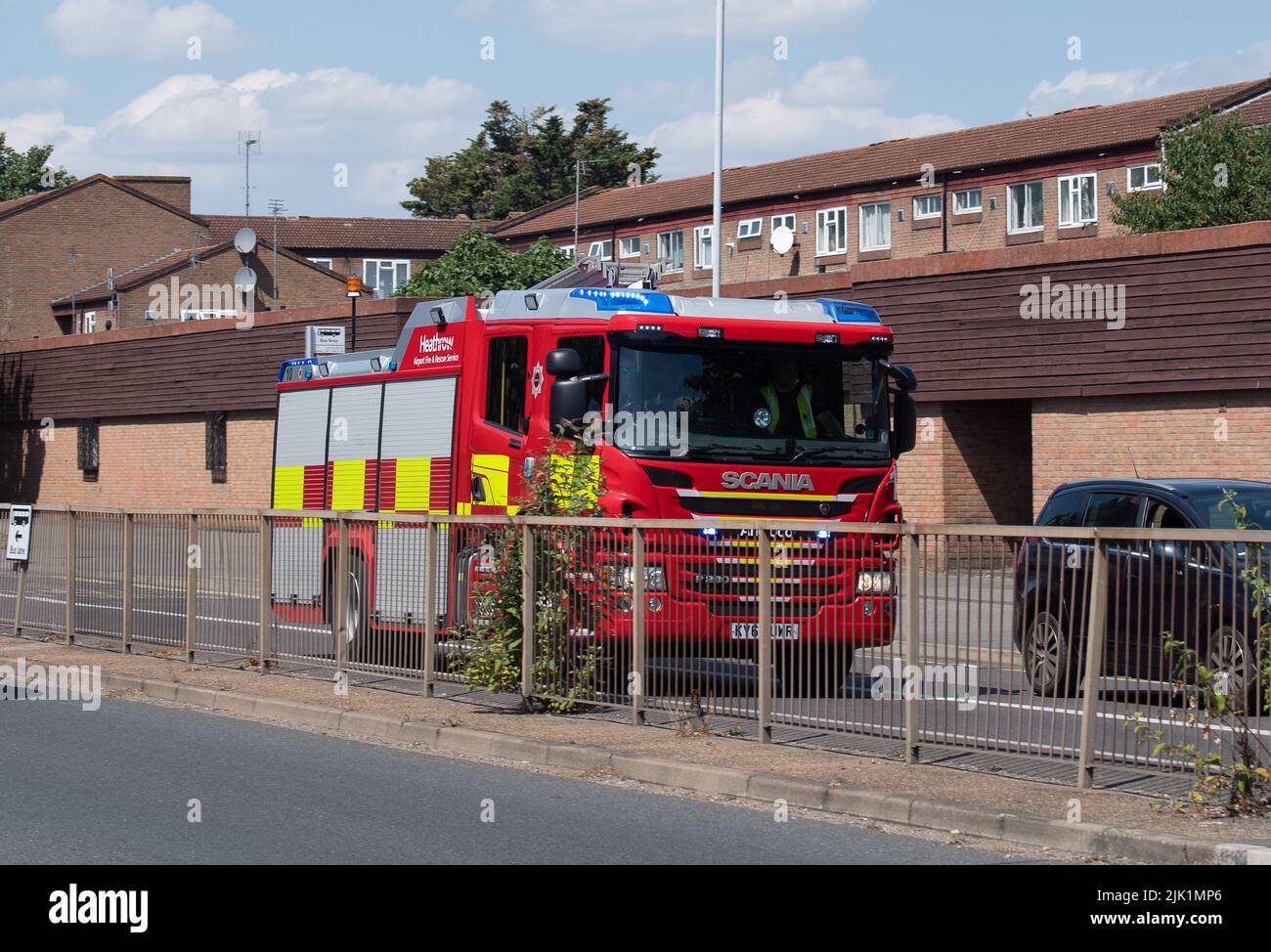 Slough Berkshire Großbritannien 29 Juli 2022 Ein Feuerwehrmann Des Heathrow Fire And 