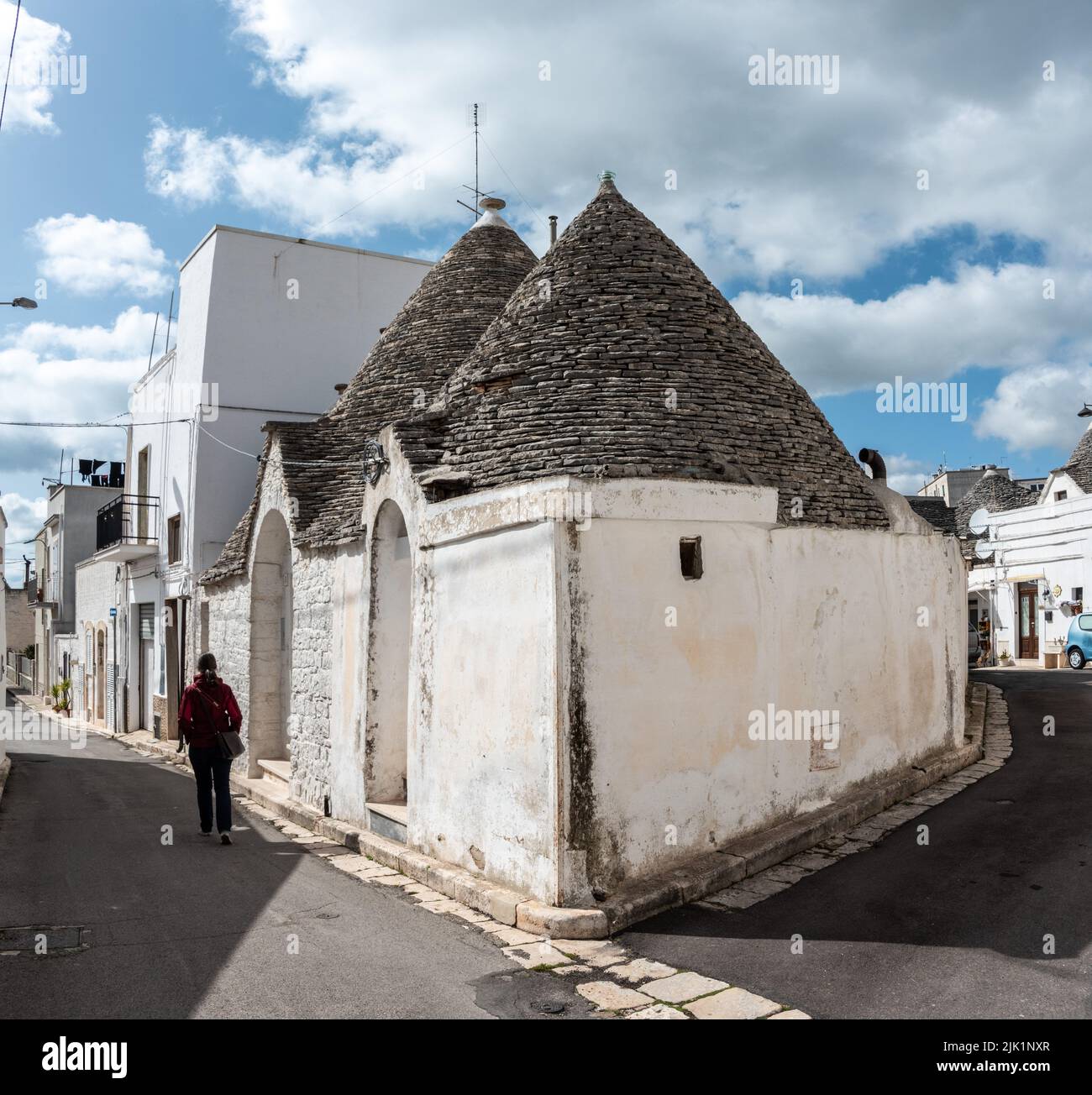Traditionelle Trullo-Wohnhäuser in Alberobello, Süditalien Stockfoto