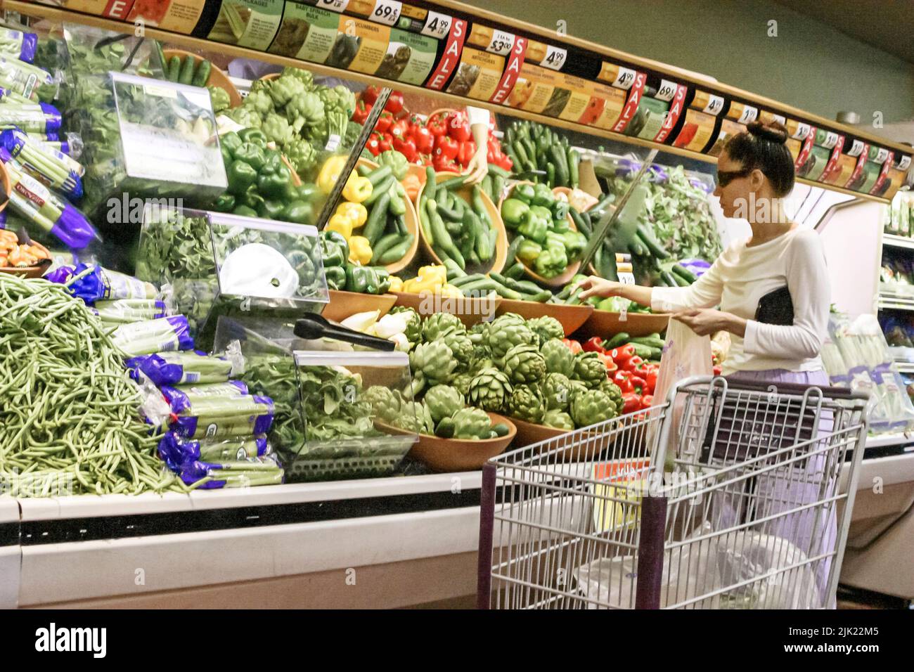 Miami Beach Florida, Publix Lebensmittelgeschäft Lebensmittel Supermarkt Lebensmittel einkaufen Shopper Marktplatz kaufen verkaufen produzieren Gemüse Gemüse Gemüse Gemüse, Verkauf anzeigen Stockfoto