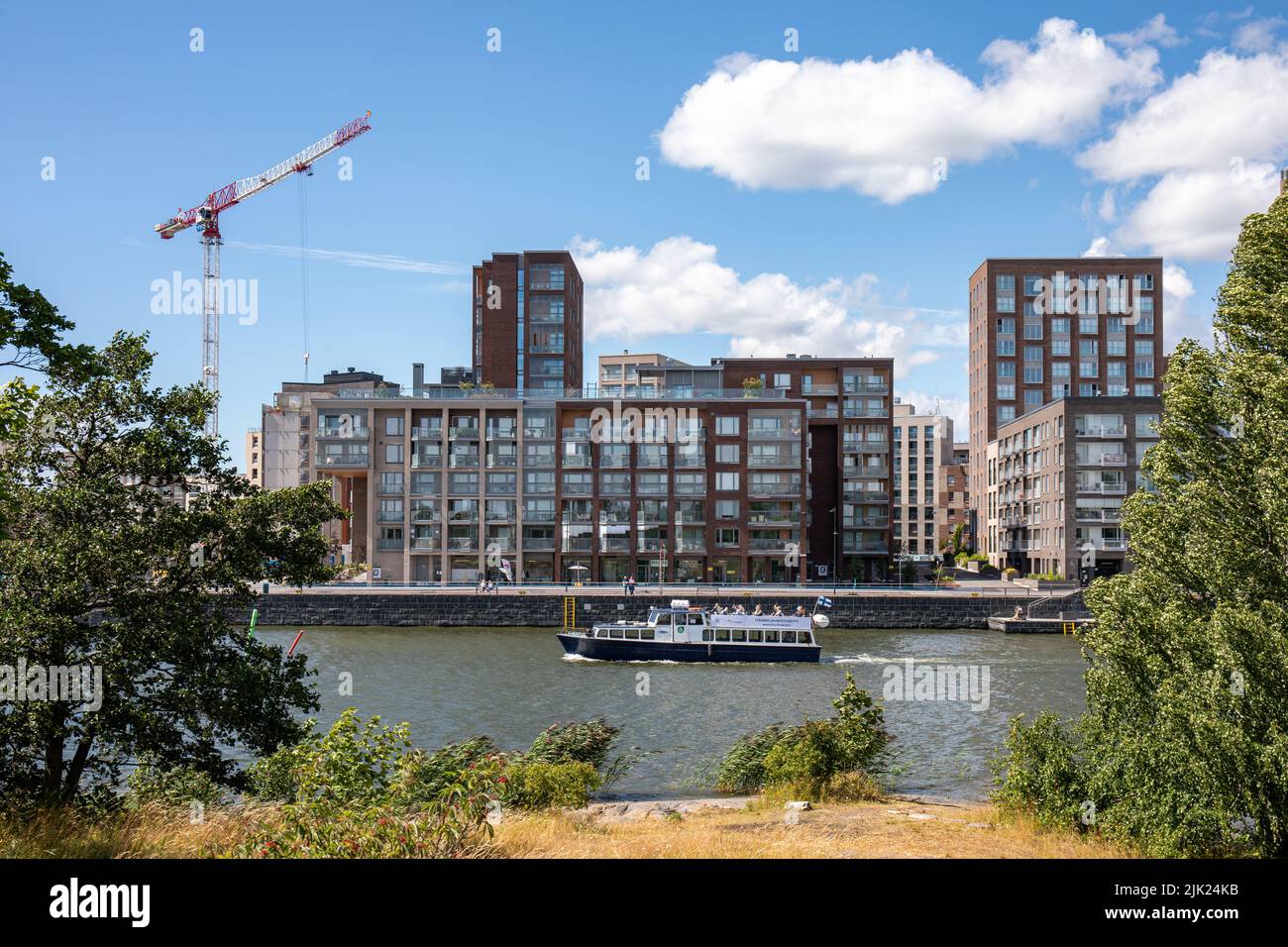 Neu erbautes Wohnviertel Sompasaari von Mustikkasaari in Helsinki, Finnland Stockfoto