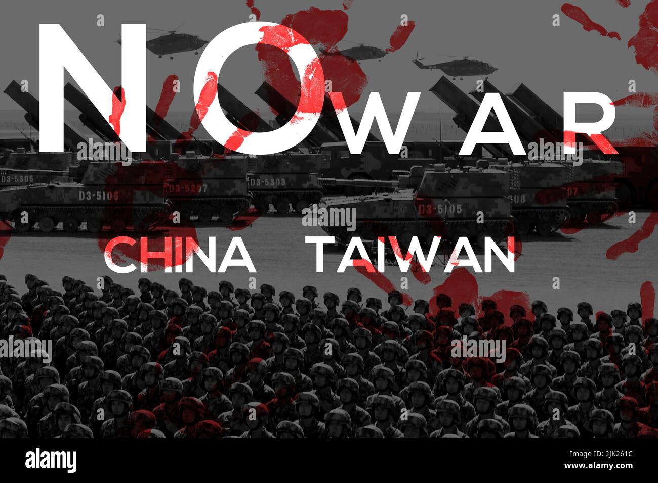 Krieg China gegen Taiwan, Krieg zwischen China und Taiwan, Krieg Taiwan China in Weltkrieg Krise Konzept Stockfoto