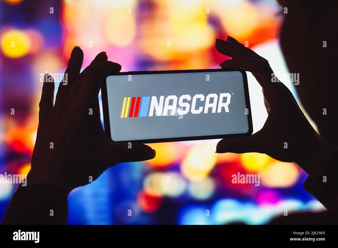 Brasilien. 29.. Juli 2022. In dieser Abbildung wird das Logo der National Association for Stock Car Auto Racing (NAScar) auf einem Smartphone-Bildschirm angezeigt. (Foto von Rafael Henrique/SOPA Images/Sipa USA) Quelle: SIPA USA/Alamy Live News Stockfoto