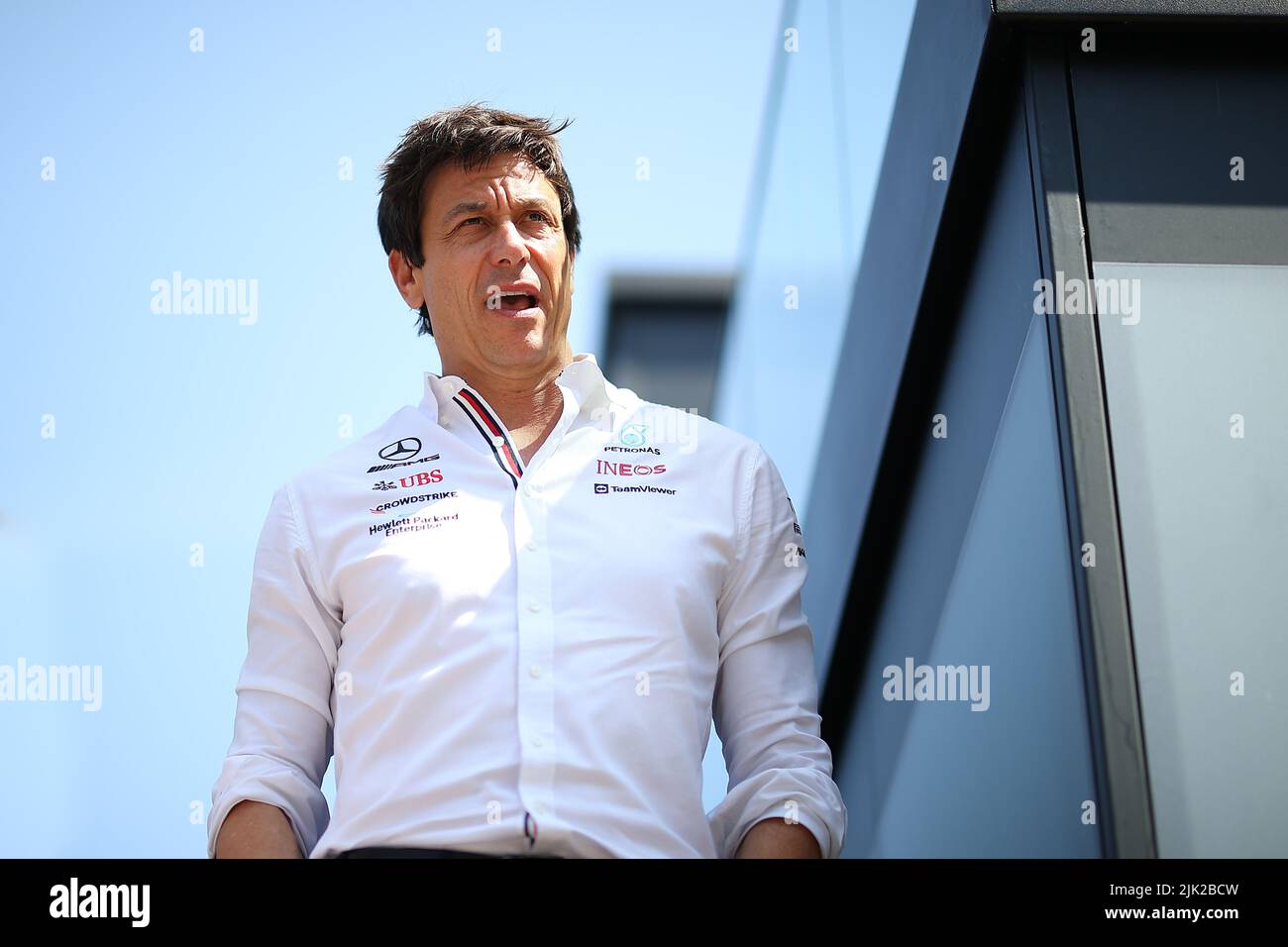 Toto Wolff Geschäftsführer des Mercedes AMG F1 Teams während des ungarischen GP, 28-31. Juli 2022 auf dem Hungaroring, Formel 1 Weltmeisterschaft 2022. Stockfoto