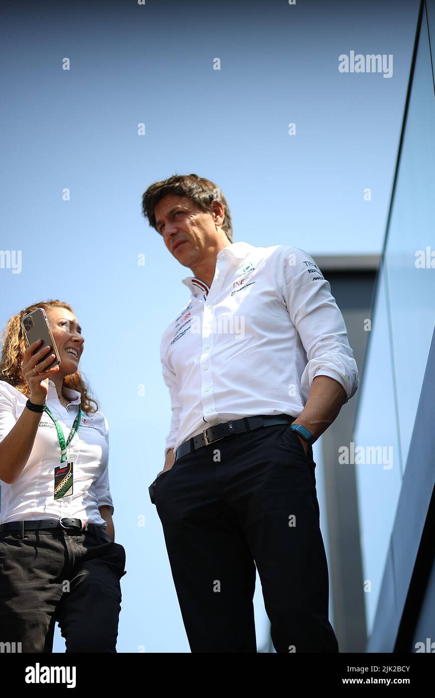 Toto Wolff Geschäftsführer des Mercedes AMG F1 Teams während des ungarischen GP, 28-31. Juli 2022 auf dem Hungaroring, Formel 1 Weltmeisterschaft 2022. Stockfoto