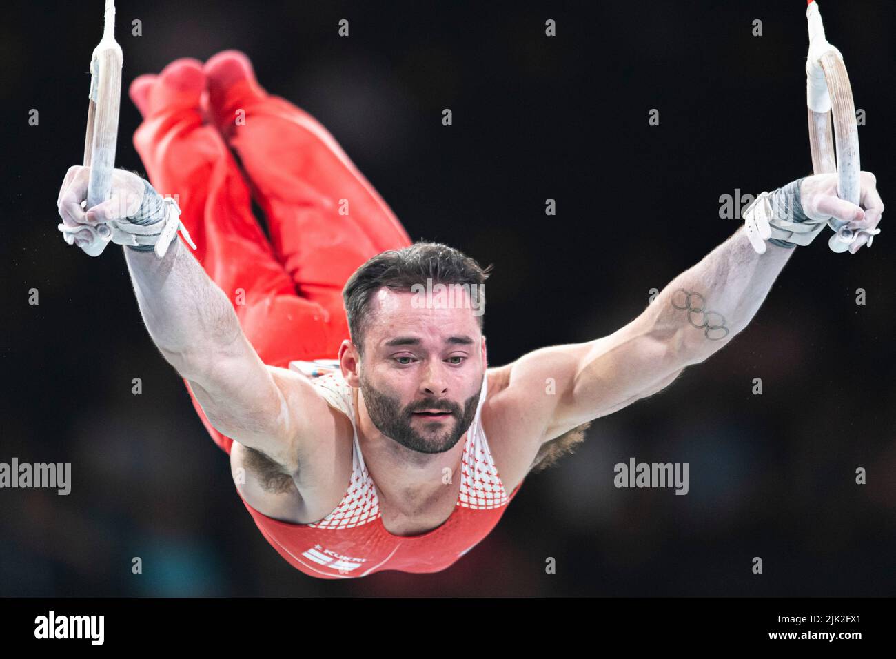 Birmingham, Großbritannien. 29. Juli 2022. James Hall (eng) während des Mannschaftsfinales und der Einzelqualifikation der Männer - Unterteilung 3 von Birmingham 2022 - Commonwealth Games in der Birmingham Arena am Freitag, den 29. Juli 2022 in Birmingham, Großbritannien. Kredit: Taka Wu/Alamy Live Nachrichten Stockfoto