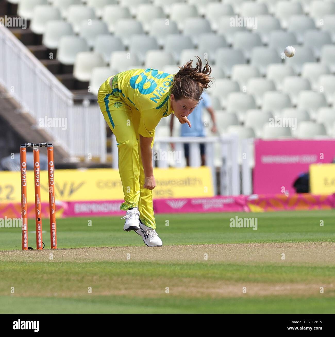 Egsbaston, Birmingham, Großbritannien: 29.. Juli 2022: Women’s T20 Cricket Match zwischen Indien und Australien; Australien gewann mit 3 Wickets trotz der hervorragenden Leistung indischer Frauen. Kredit: Seshadri SUKUMAR/Alamy Live Nachrichten Stockfoto