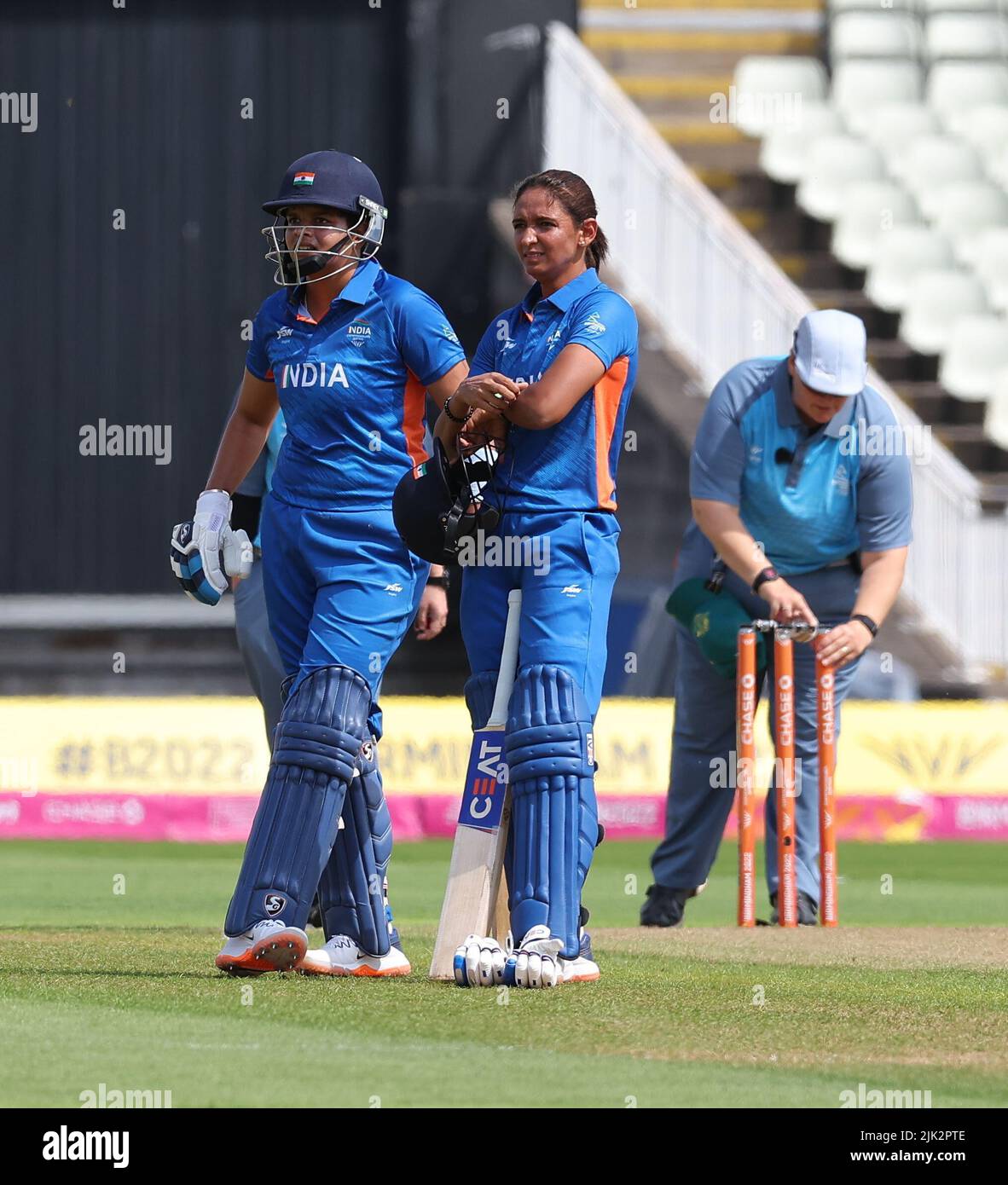 Egsbaston, Birmingham, Großbritannien: 29.. Juli 2022: Women’s T20 Cricket Match zwischen Indien und Australien; Australien gewann mit 3 Wickets trotz der hervorragenden Leistung indischer Frauen. Kredit: Seshadri SUKUMAR/Alamy Live Nachrichten Stockfoto