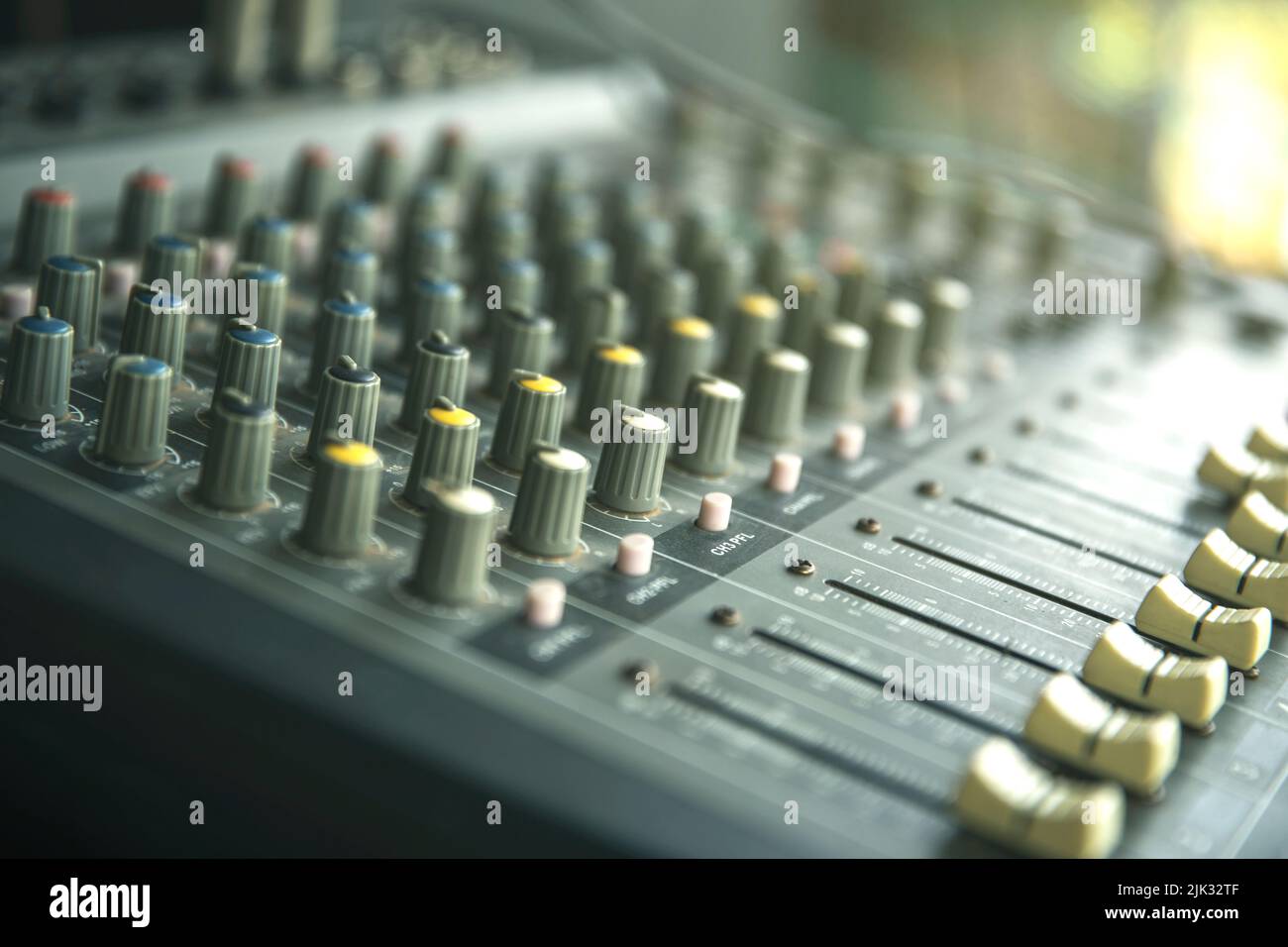 Audioaufnahme Studio oder Sound Musik Mixer Bedienfeld Stockfoto