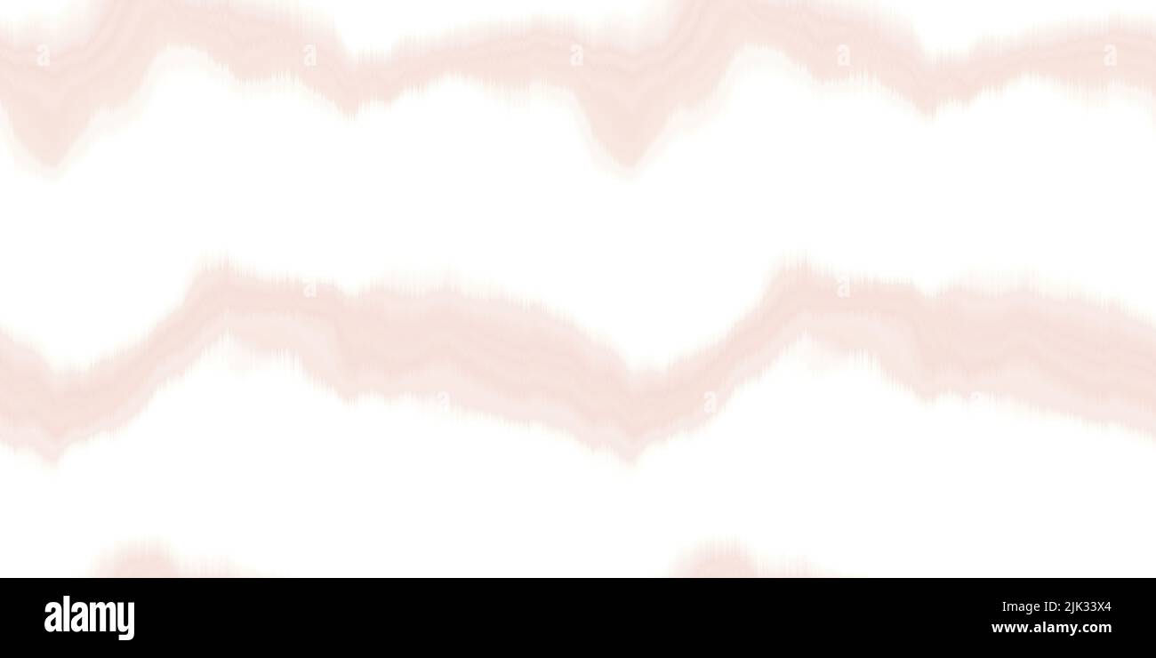 Weiche, gewellte Krawatte mit farbstofffarbenem Streifen und nahtlosem Bortenmuster. Rosa weiß organisch unregelmäßige Welle Rand trimmen Hintergrund. Bannerband mit buntem meliertem Effekt. Stockfoto
