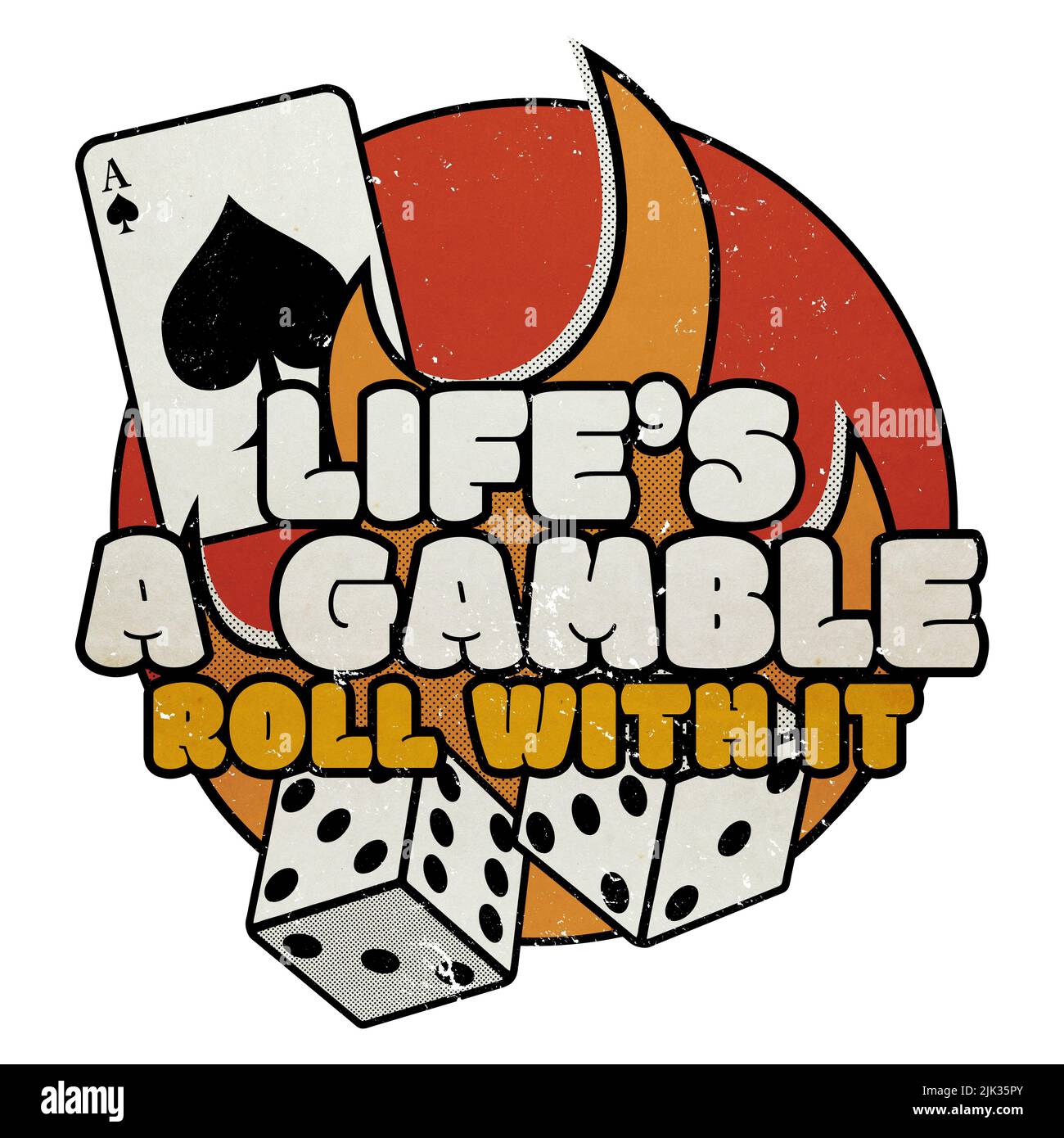Life's A Gamble - Roll With IT - Vintage Casino Gamblers Graphic Stockfoto