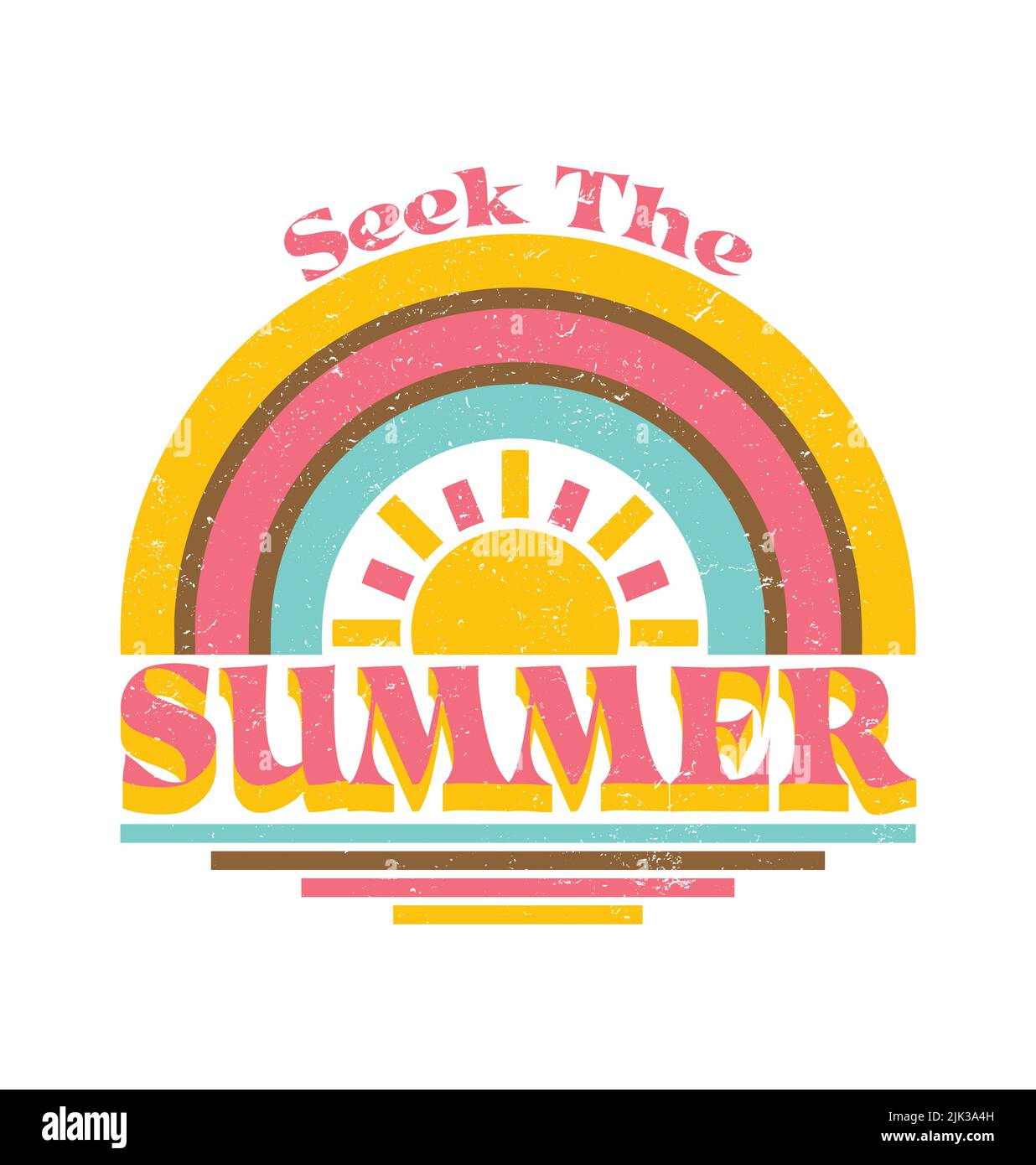 Retro Summer Sun - Vintage Rainbow Graphic Stockfoto