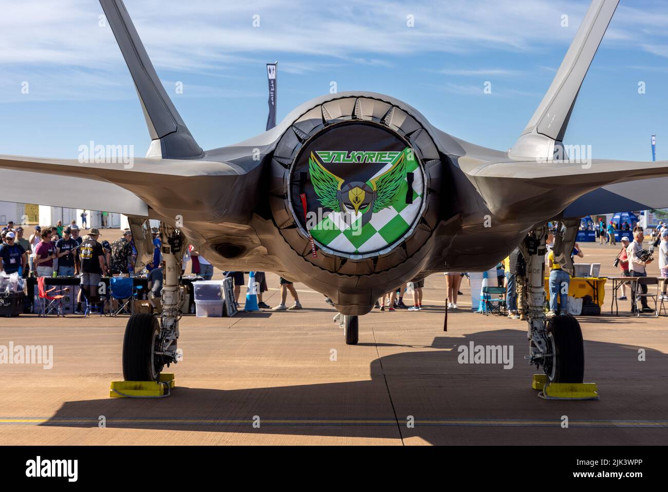 Lockheed Martin F-35A Lightning II der 495. Jagdgeschwader 'The Valkyries' auf der RIAT 2022 zur Feier des 75.-jährigen Jubiläums der USAF Stockfoto
