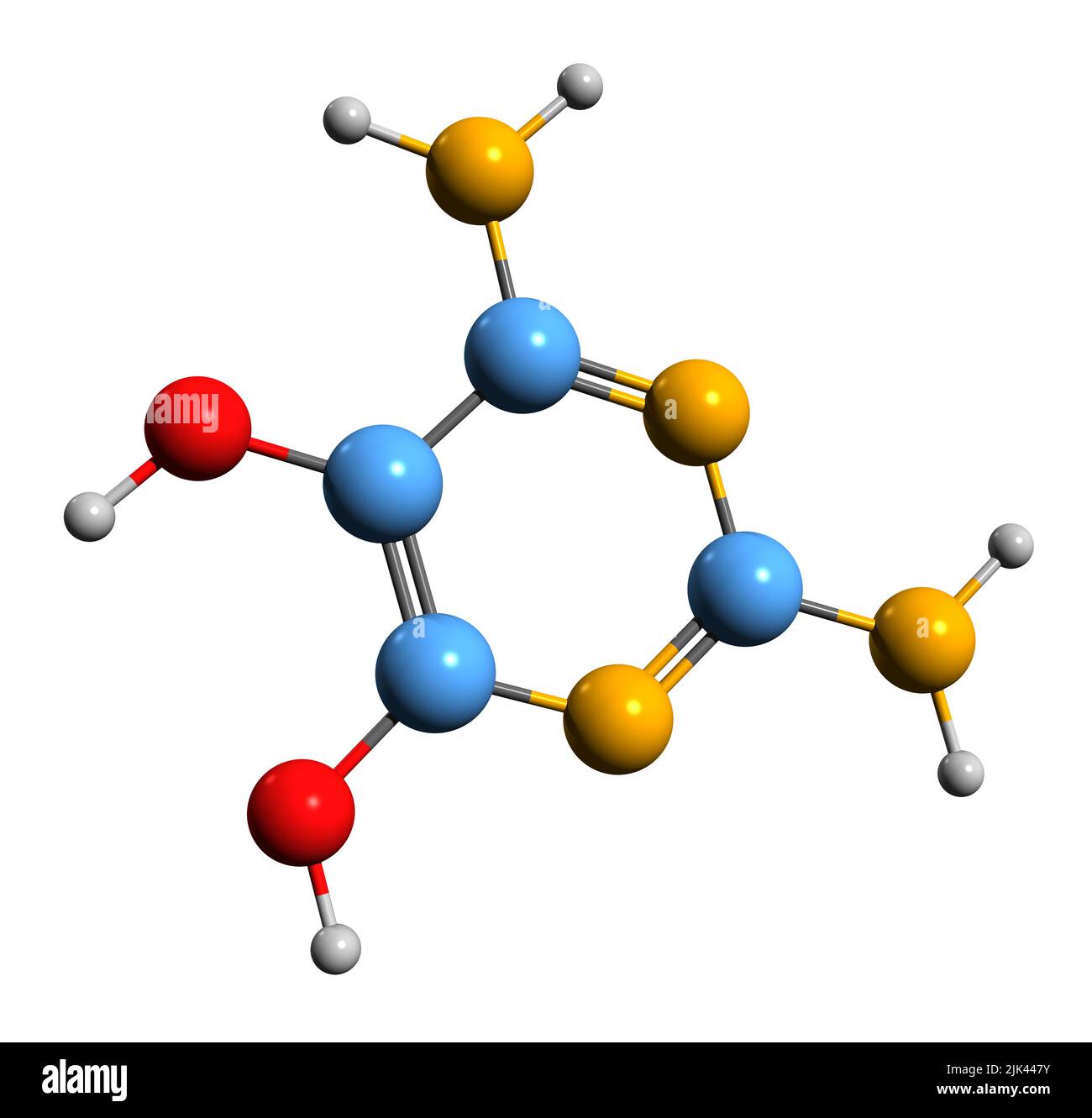 3D Bild der Divicine Skelettformel - molekularchemische Struktur des Oxidationsmittels isoliert auf weißem Hintergrund Stockfoto