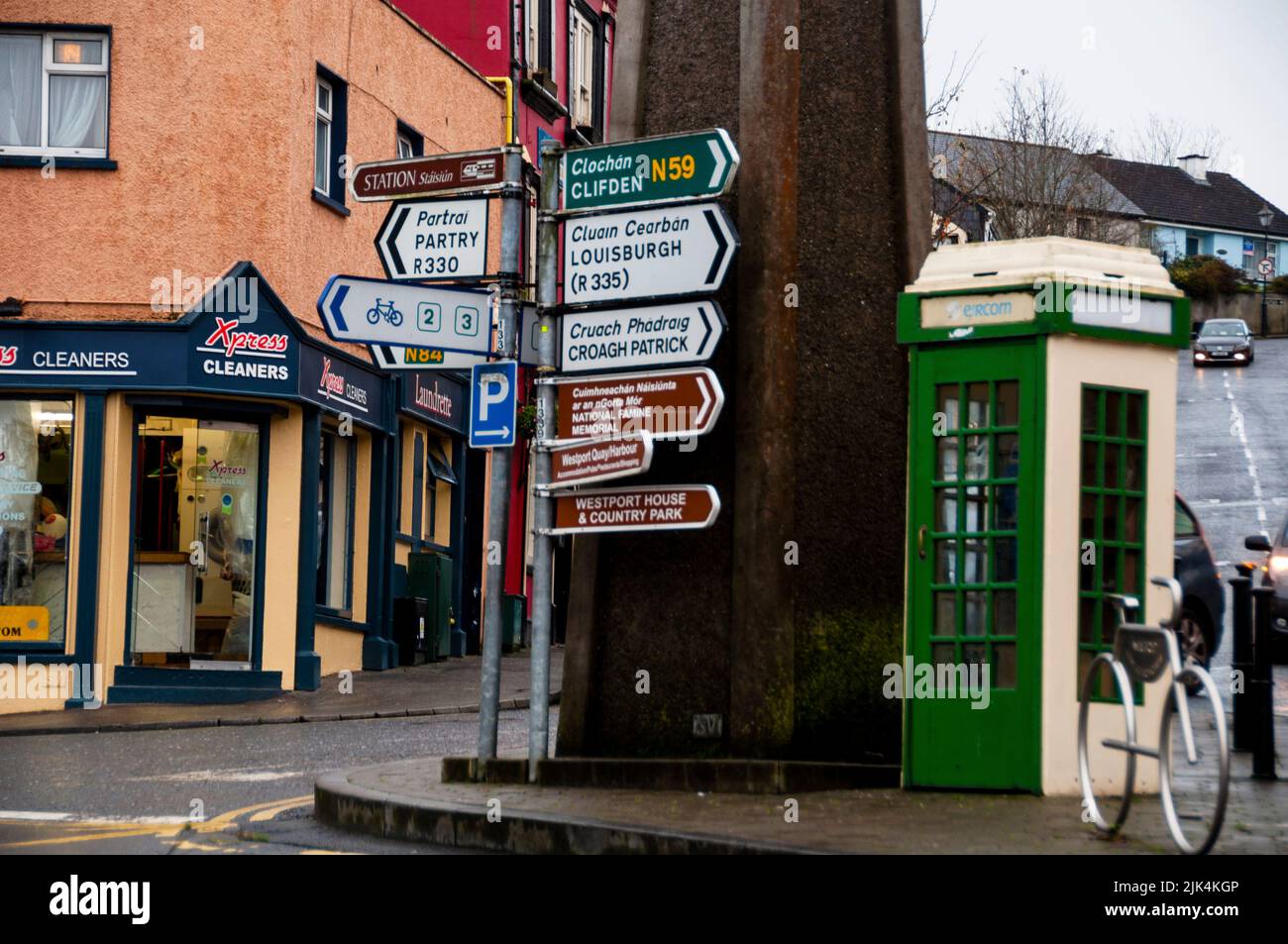 Irische Stadt Westport an der Westküste Irlands. Stockfoto