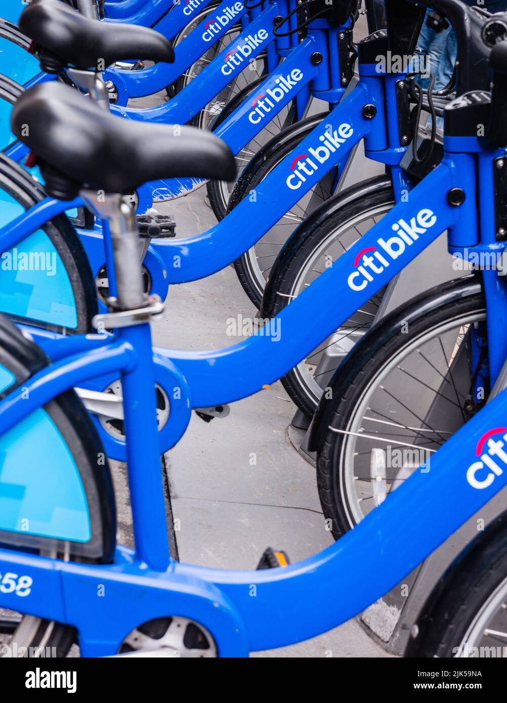 New York, NY/USA - 05-07-2016: Fahrradverleih in Manhattan. Citibike ist ein öffentliches Fahrradverleihsystem. Stockfoto