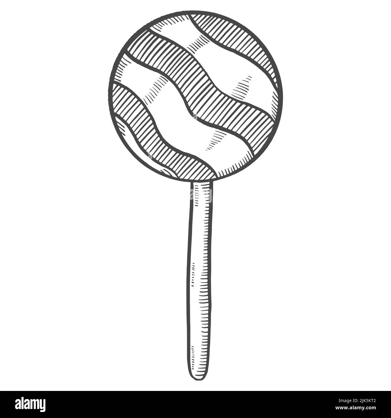 lollipop Stick süße Süßigkeiten isoliert Doodle handgezeichnete Skizze mit Umriss Stil Vektor Illustration Stockfoto