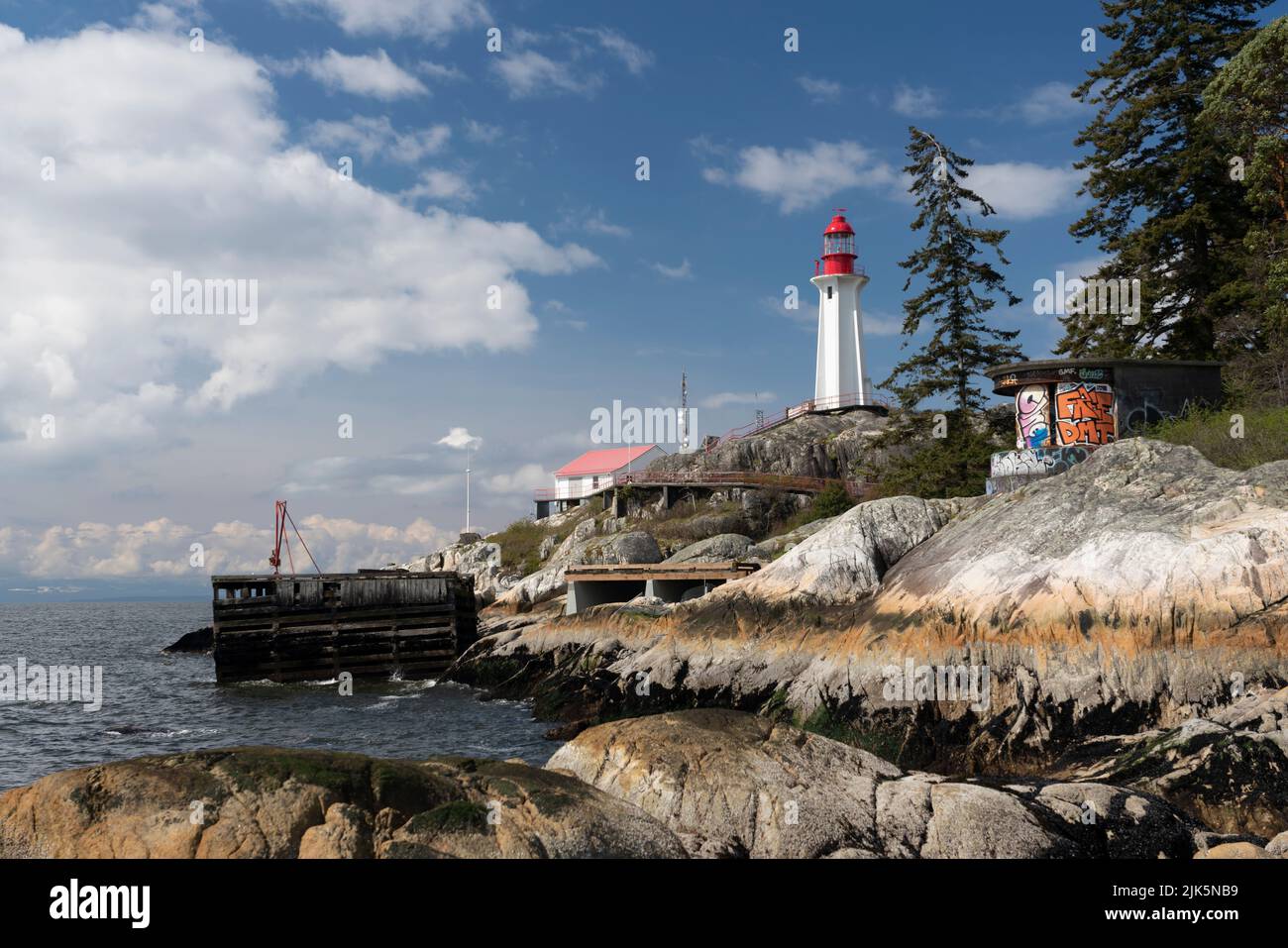 Der Leuchtturm im Lighthouse Park in West Vancouver, British Columbia, Kanada. Stockfoto