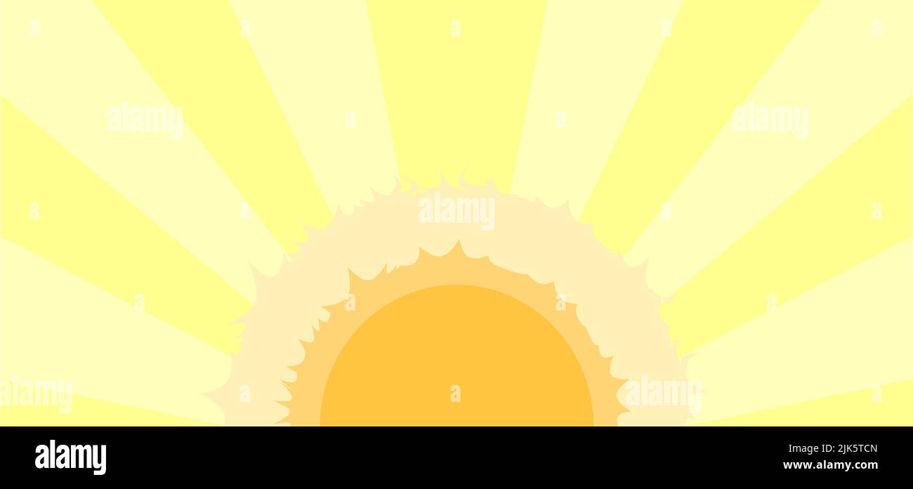 Ein heller Sonnenuntergang oder Sonnenaufgang über einem weißen Hintergrund Stockfoto