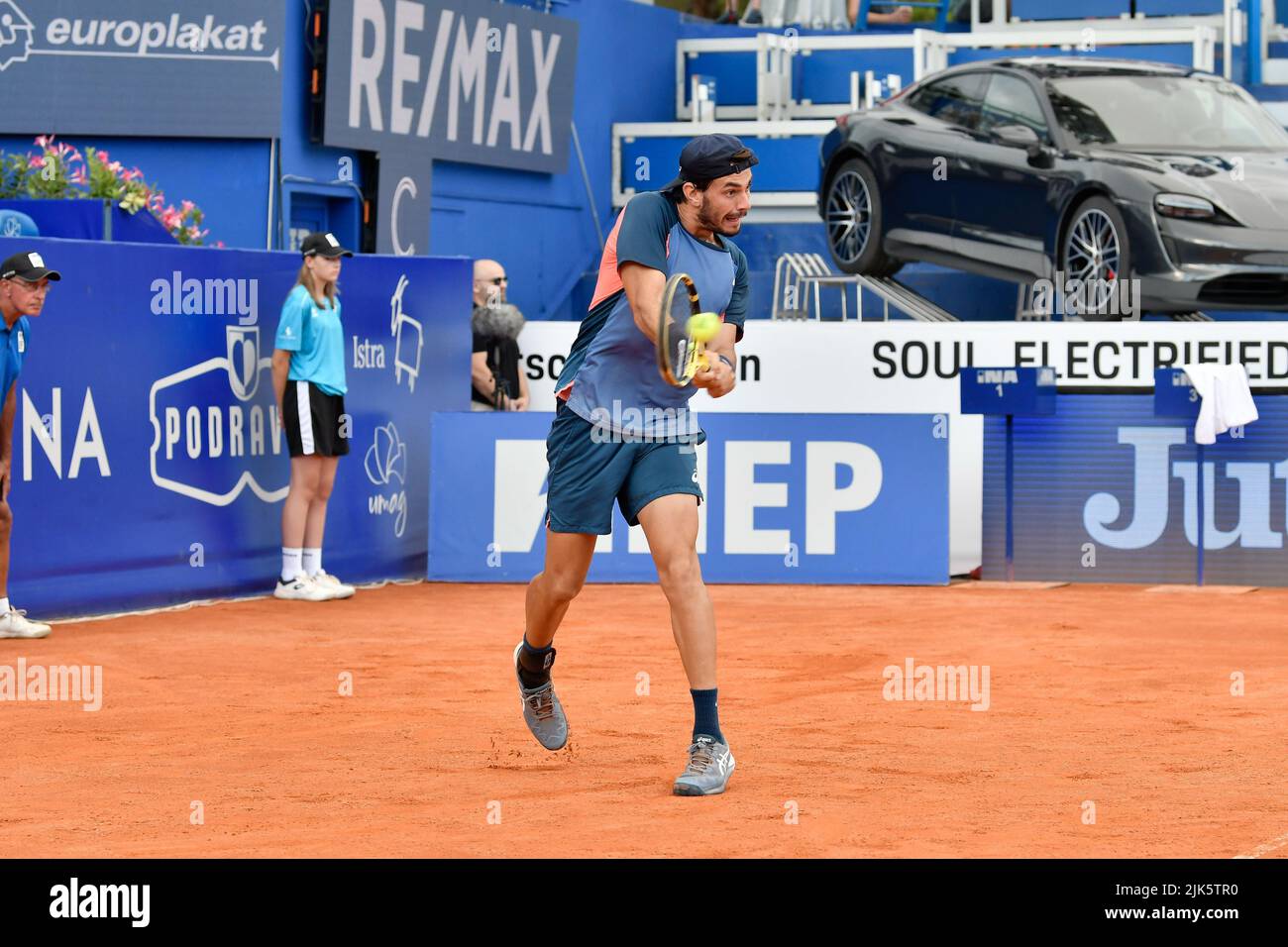 Umago, Umago, Kroatien, 30. Juli 2022, Giulio Zeppieri (IT) während der ATP Croatia Open Umag - Alcaraz vs Zeppieri - Tennis Internationals Stockfoto