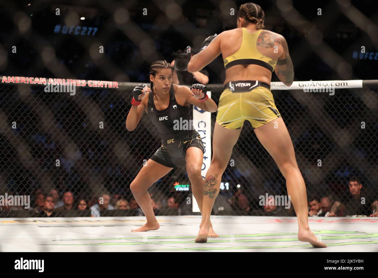 DALLAS, TX - 30. JULI: (L-R) Julianna Peña kämpft gegen Amanda Nunes in ihrem Women Bantamweight Kampf während der UFC 277 Veranstaltung im American Airlines Center am 30. Juli 2022 in Dallas, Texas, USA. (Foto von Alejandro Salazar/PxImages) Credit: Px Images/Alamy Live News Stockfoto