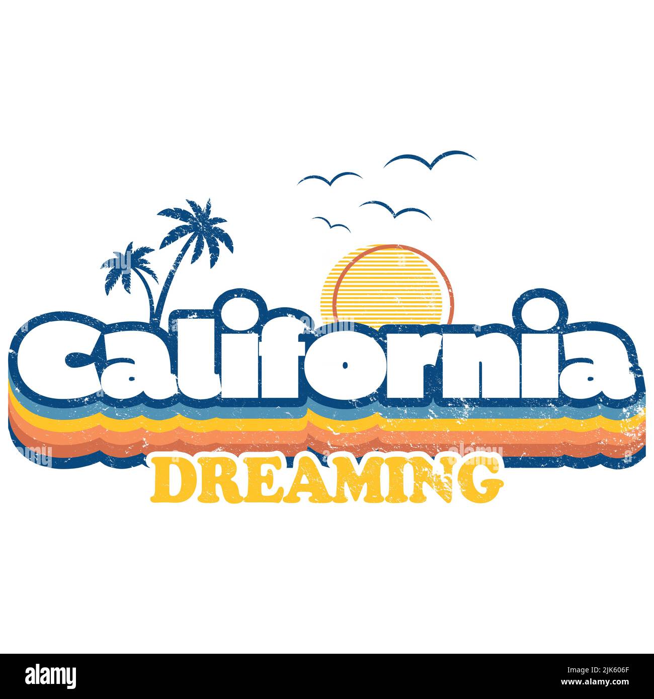 Retro Beach - California Dreaming - Vintage Summer Graphic Stockfoto
