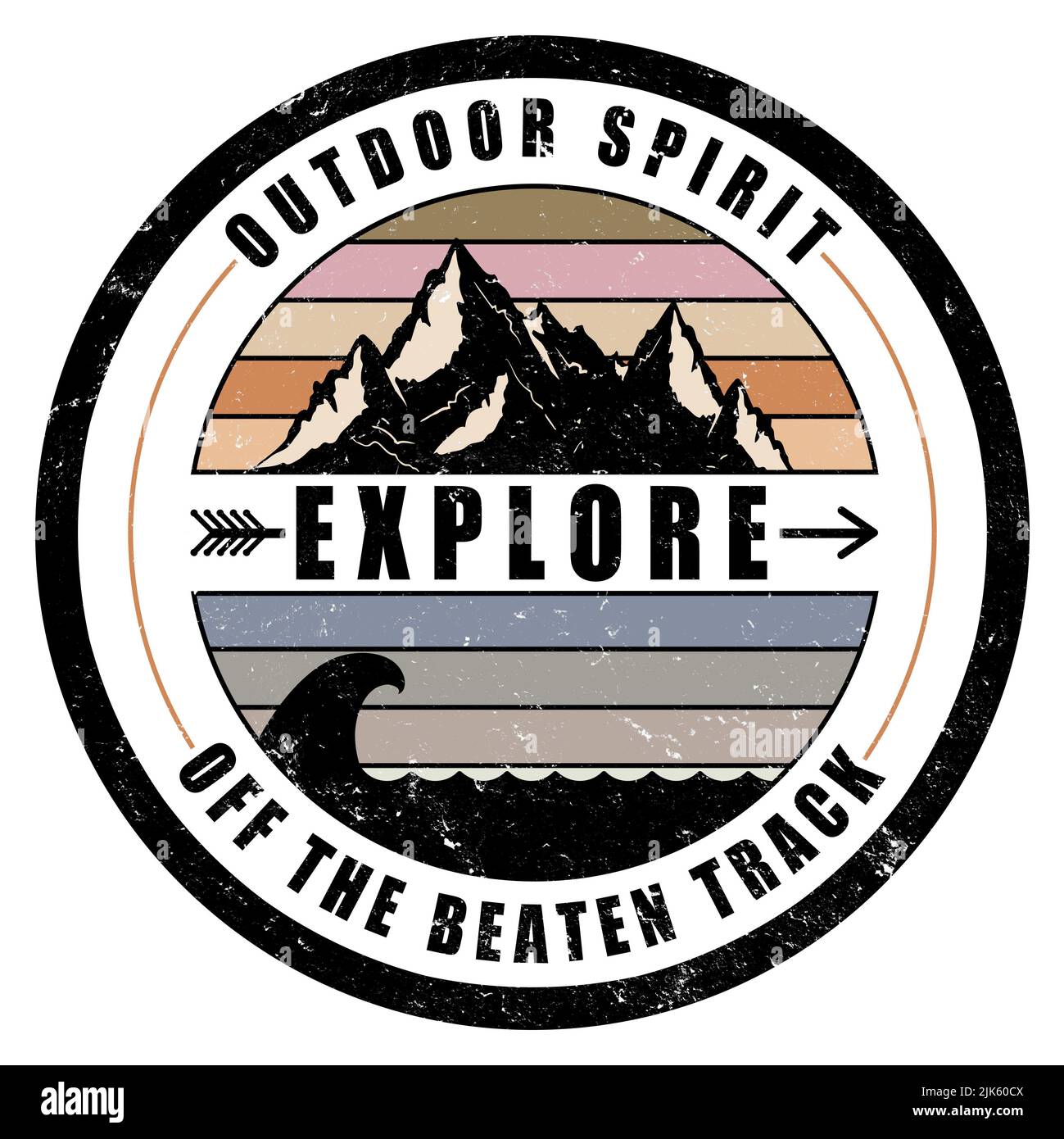 Outdoor Spirit - Entdecken - Adventure Graphic Stockfoto