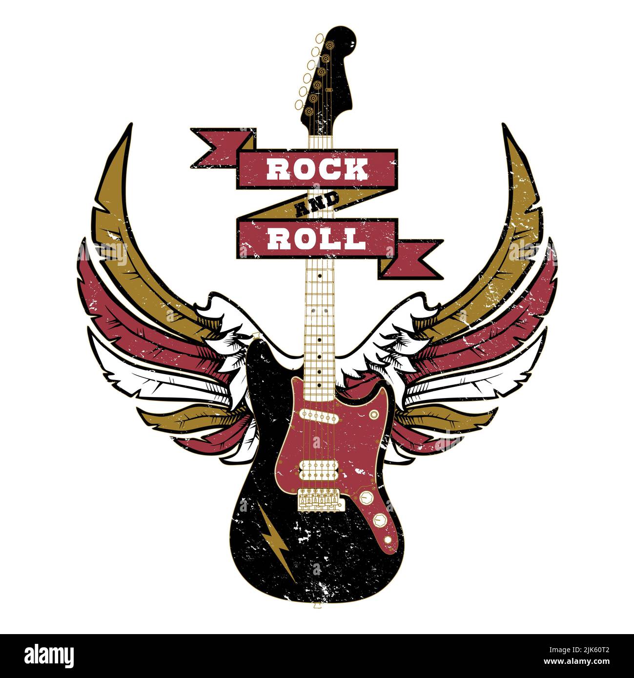 Geflügelte Gitarre - Rock And Roll - Rockmusik Graphic Stockfoto