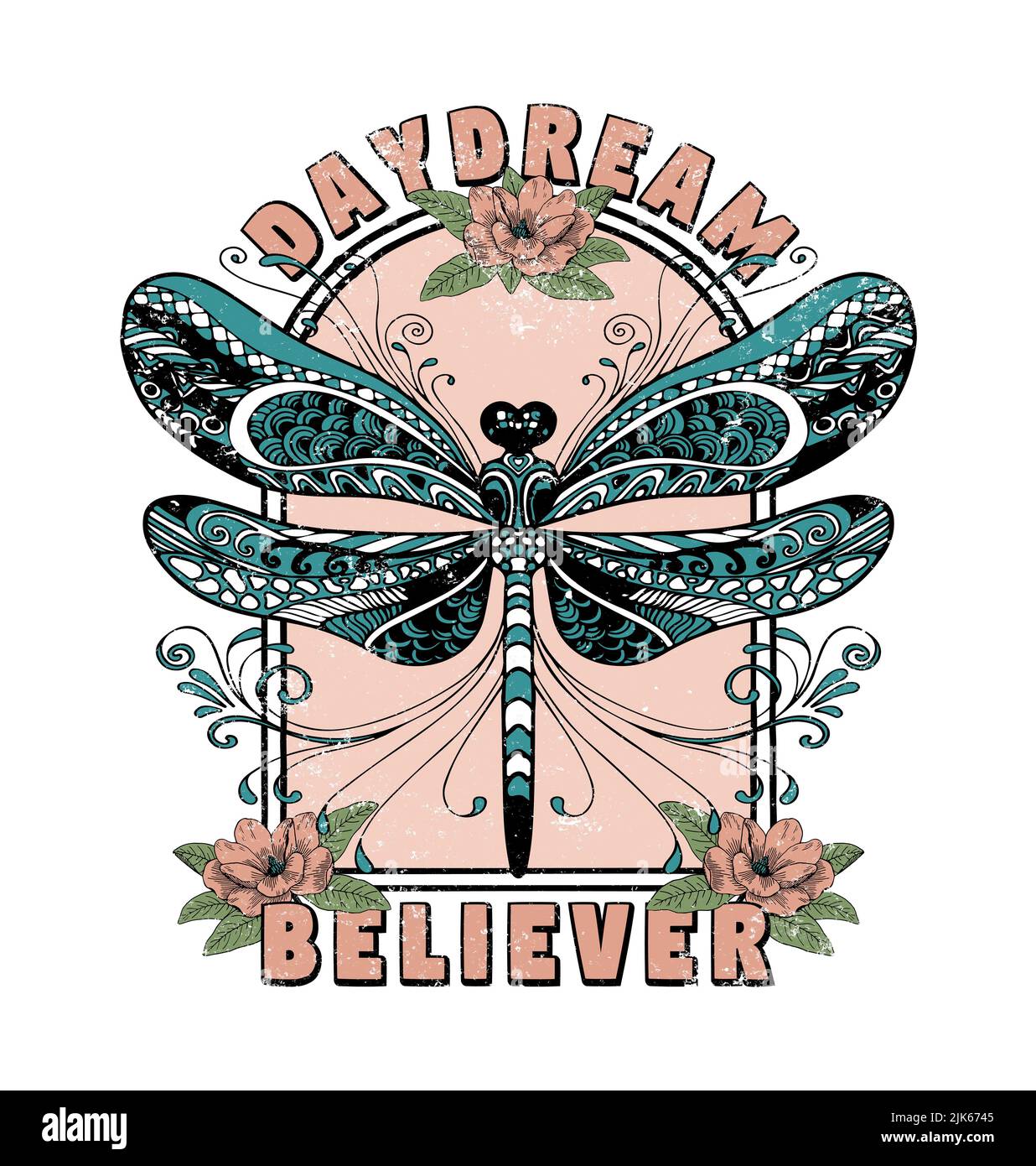 Daydream Believer - Vintage-Grafik Der Fliege Stockfoto