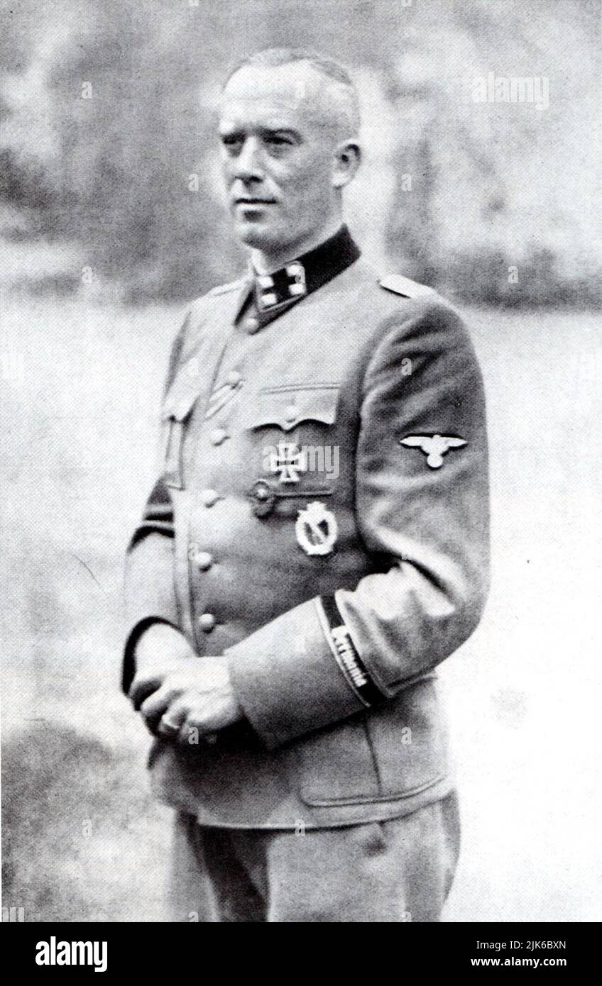 Die Nazi-deutschen Elitetruppen die Waffen-SS hatte viele Abteilungen ausländischer Freiwilliger, die an den nationalsozialismus glaubten. Hans-Albert von Lettow-Vorbeck, der Kommandant des dänischen SS-Freikorps Dänemark war Stockfoto