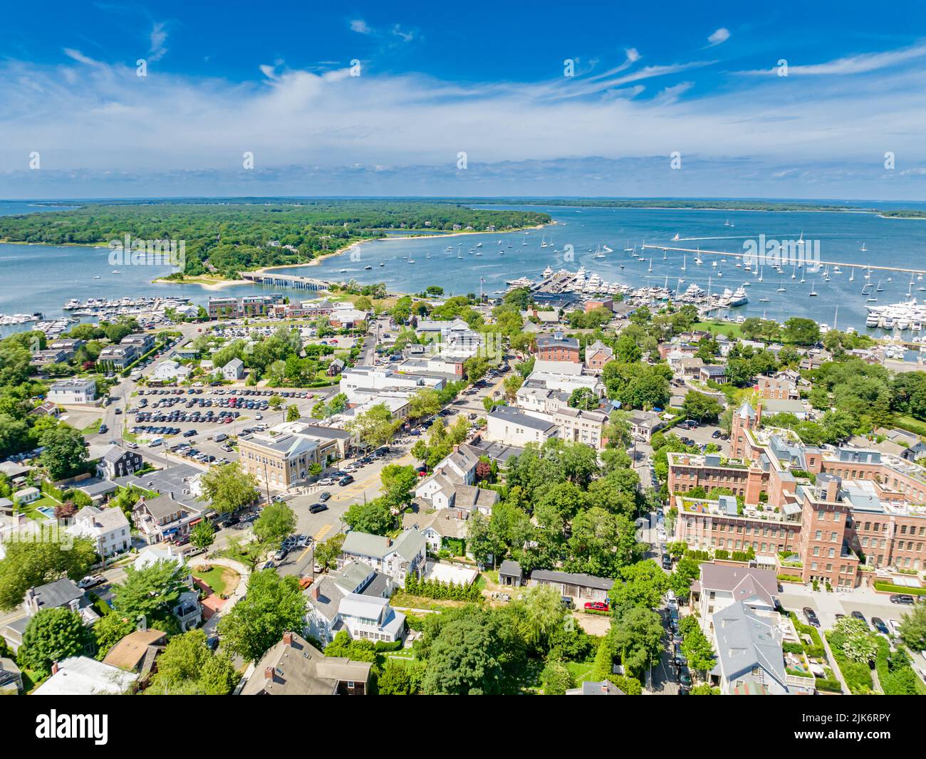 Luftaufnahme von Sag Harbor, NY Stockfoto