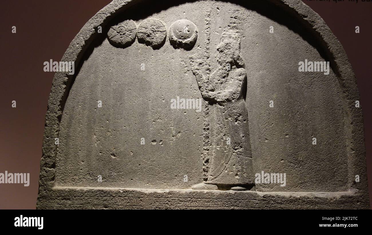 Nahaufnahme des Archäologischen Museums von König Nabonid Sanliurfa, Türkei Stockfoto