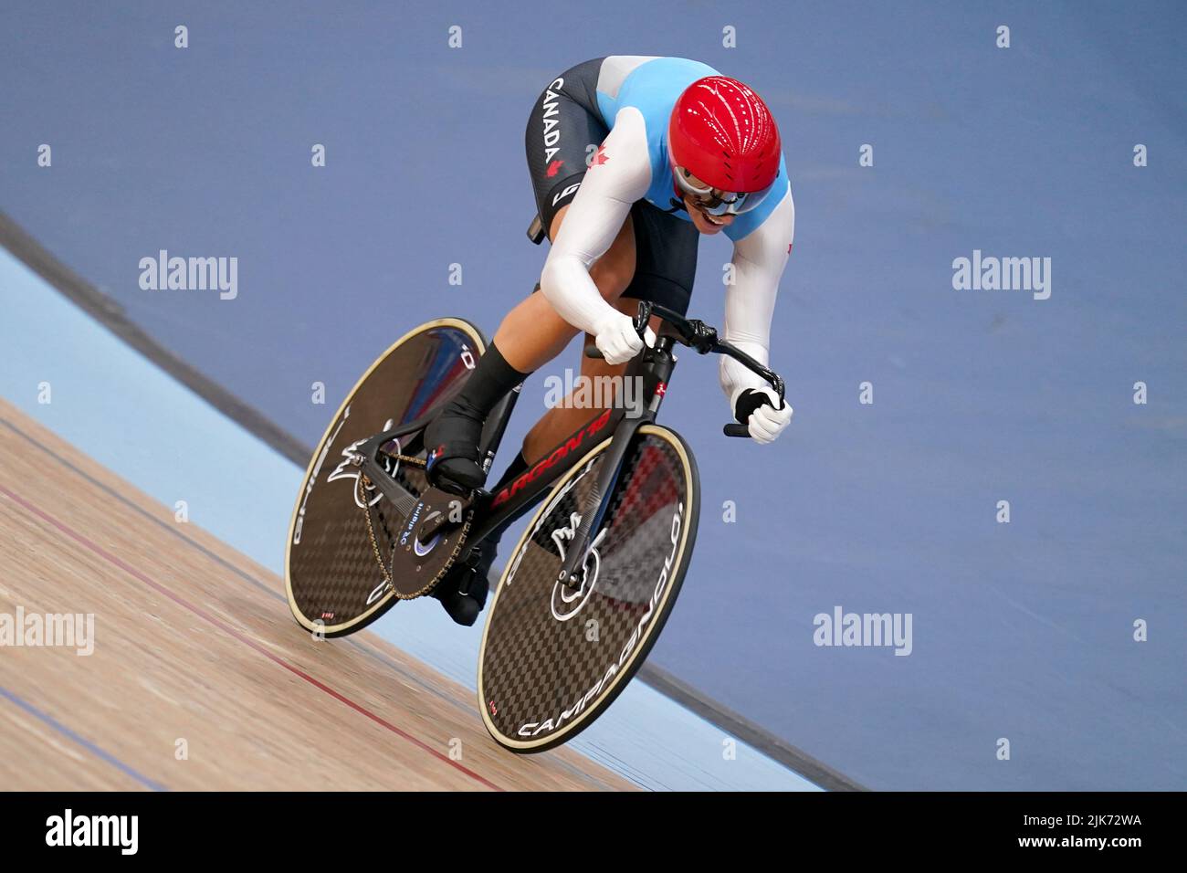 Die Kanadaerin Kelsey Mitchell ist während des FrauenZeitfahren