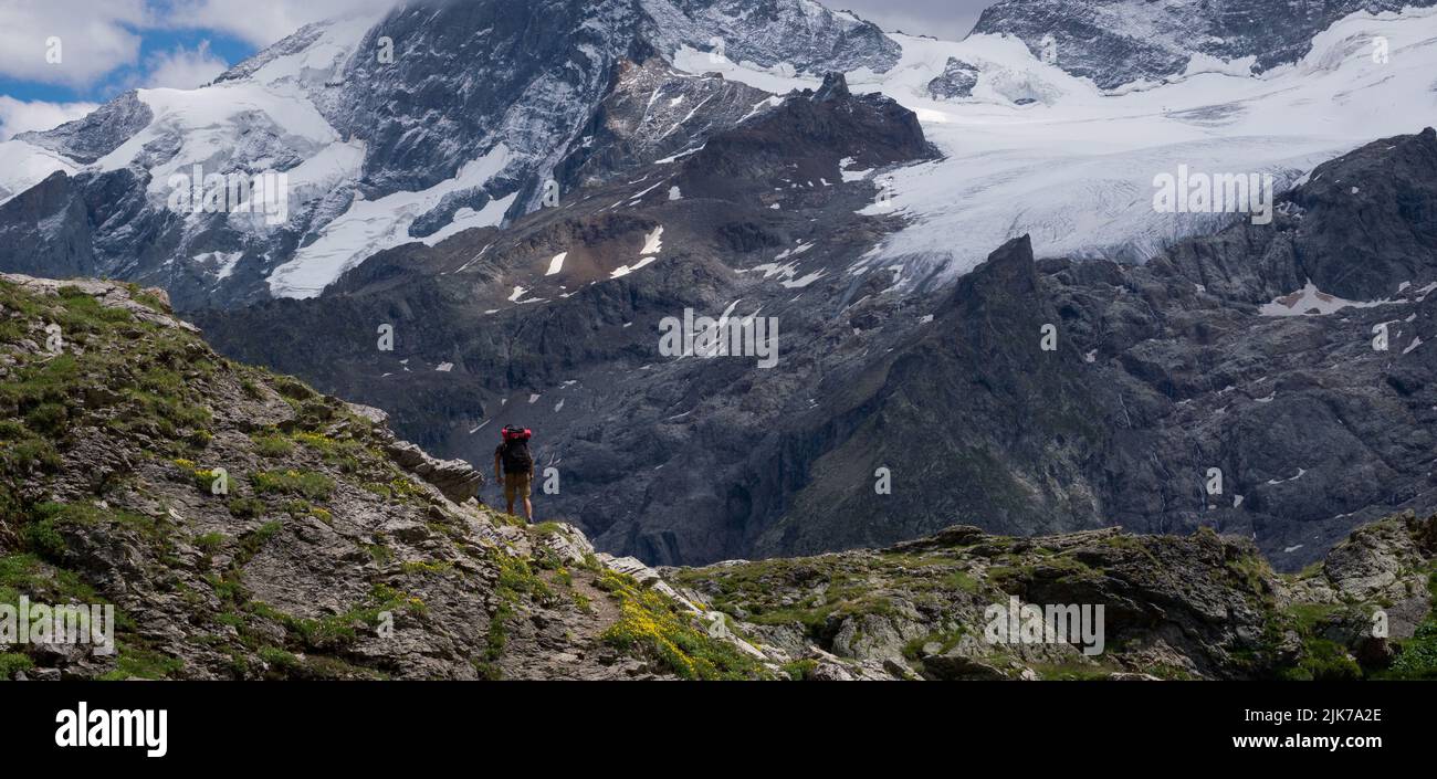 Trekking im Parc des Écrins in Frankreich. Stockfoto