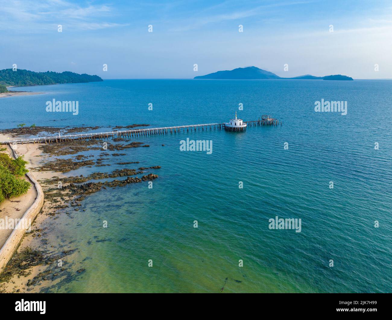 Wat koh Phayam Tempel auf dem Wasser in Ranong, Thailand Stockfoto