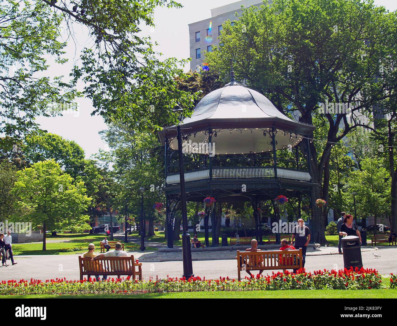 Zweistöckiges Bandstand, King's Square, Saint John, NB Stockfoto