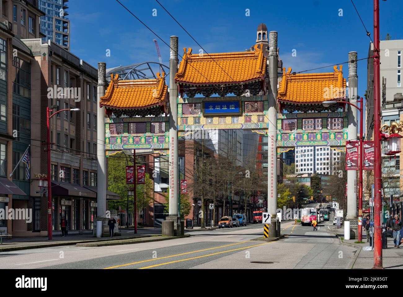 Das Chinatown Millennium Gate in Vancouver, British Columbia, Kanada. Stockfoto