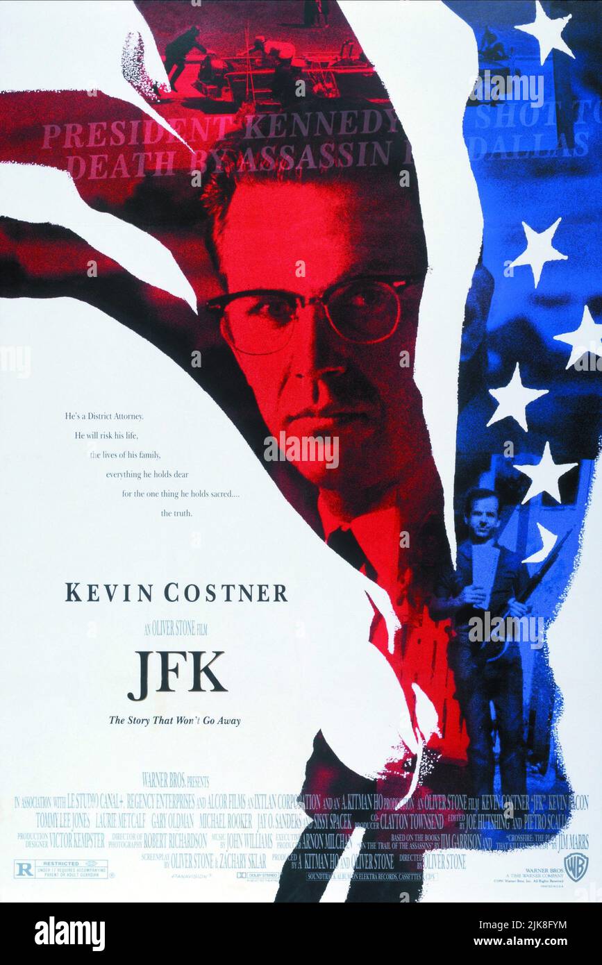 Kevin Costner Poster Film JFK; J.F.K. (USA/FR 1991) Charaktere: Jim Garrison Regie: Oliver Stone 20. Dezember 1991 **WARNUNG** dieses Foto ist nur für redaktionelle Zwecke bestimmt und urheberrechtlich geschützt von WARNER BROS. Und/oder dem von der Film- oder Produktionsgesellschaft beauftragten Fotografen und dürfen nur durch Veröffentlichungen in Verbindung mit der Werbung für den oben genannten Film reproduziert werden. Eine obligatorische Gutschrift an WARNER BROS. Ist erforderlich. Der Fotograf sollte ebenfalls angerechnet werden, wenn er bekannt ist. Ohne schriftliche Genehmigung der Film Company kann keine kommerzielle Nutzung gewährt werden. Stockfoto