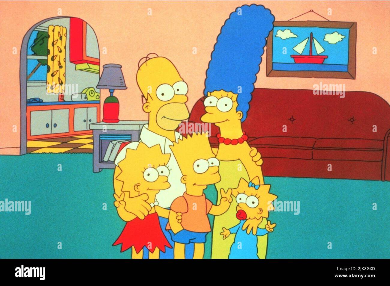 Lisa, Homer, Bart, Marge & Maggie Simpson Television: The Simpsons : Season 3 (TV-Serie) USA 1989-, / 3. Staffel, Saison 3 19. September 1991 **WARNUNG** Dieses Foto ist nur für redaktionelle Verwendung bestimmt und unterliegt dem Copyright des FERNSEHENS 20. CENTURY FOX und/oder des Fotografen, der von der Film- oder Produktionsfirma beauftragt wurde, und kann nur durch Publikationen im Zusammenhang mit der Bewerbung des oben genannten Films reproduziert werden. Eine obligatorische Gutschrift für DAS FERNSEHEN VON 20. CENTURY FOX ist erforderlich. Der Fotograf sollte auch bei Bekanntwerden des Fotos gutgeschrieben werden. Eine kommerzielle Nutzung kann ohne schriftliche Genehmigung des FI nicht gewährt werden Stockfoto