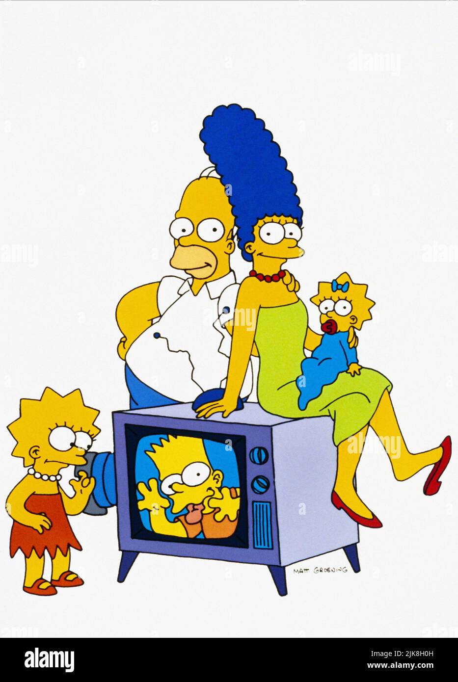 Lisa, Homer, Bart, Marge & Maggie Television: The Simpsons : Season 3 (TV-Serie) USA 1989-, / 3. Staffel, Saison 3 19. September 1991 **WARNUNG** Dieses Foto ist nur für redaktionelle Verwendung bestimmt und unterliegt dem Copyright des FERNSEHENS 20. CENTURY FOX und/oder des Fotografen, der von der Film- oder Produktionsfirma beauftragt wurde, und kann nur durch Publikationen im Zusammenhang mit der Bewerbung des oben genannten Films reproduziert werden. Eine obligatorische Gutschrift für DAS FERNSEHEN VON 20. CENTURY FOX ist erforderlich. Der Fotograf sollte auch bei Bekanntwerden des Fotos gutgeschrieben werden. Ohne schriftliche Genehmigung der Film Compa kann keine kommerzielle Nutzung gewährt werden Stockfoto