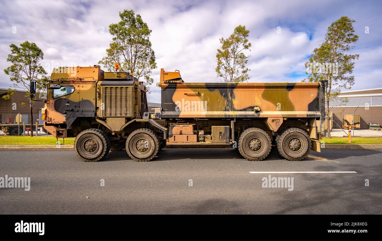 Brisbane, Australien - Militärlastwagen Stockfoto