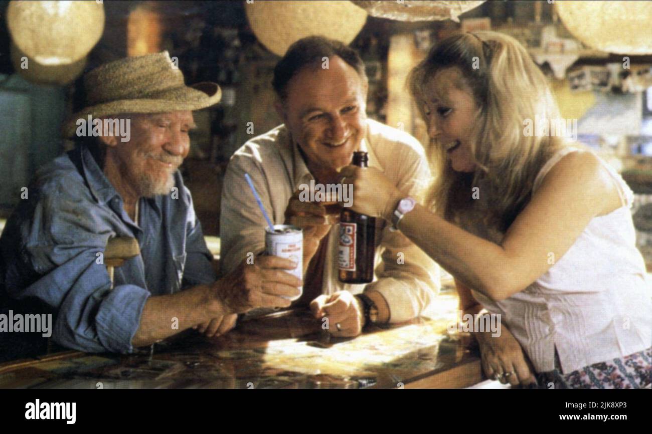 Burgess Meredith, Gene Hackman & Teri Garr Film: Full Moon Blue Water (1993) 15. Juni 1990 **WARNUNG** Dieses Foto ist nur für redaktionelle Verwendung bestimmt und unterliegt dem Copyright von TRANSWORLD ENT. Und/oder des Fotografen, der von der Film- oder Produktionsfirma beauftragt wurde und darf nur durch Publikationen im Zusammenhang mit der Bewerbung des oben genannten Films reproduziert werden. Eine obligatorische Gutschrift an TRANSWORLD ENT. Ist erforderlich. Der Fotograf sollte auch bei Bekanntwerden des Fotos gutgeschrieben werden. Ohne schriftliche Genehmigung der Film Company kann keine kommerzielle Nutzung gewährt werden. Stockfoto