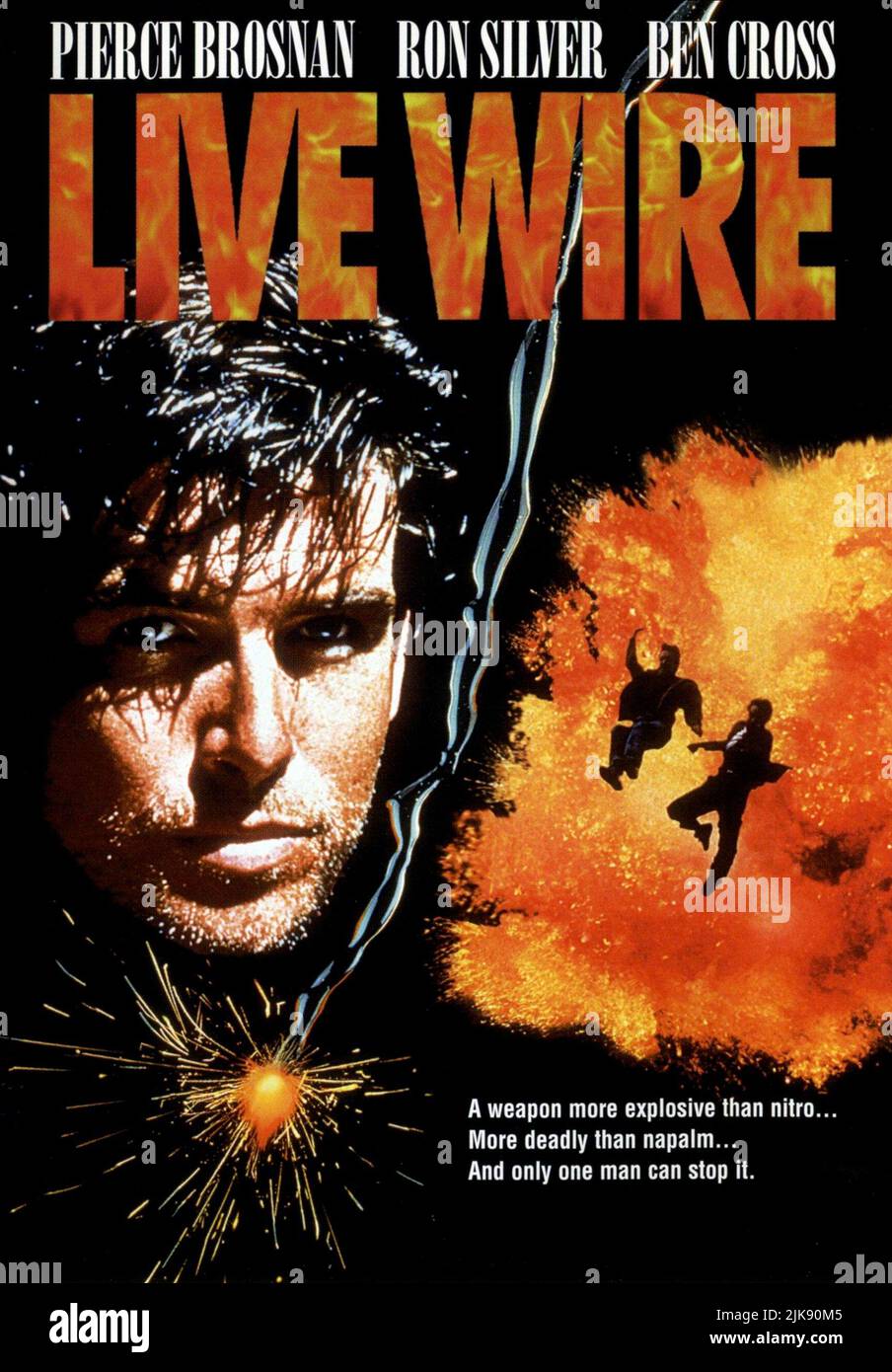 Pierce Brosnan Poster Film Live Wire (USA 1992) Charaktere: Danny O'Neill Regie: Christian Duguay 01. Mai 1992 **WARNUNG** dieses Foto ist nur für redaktionelle Zwecke bestimmt und unterliegt dem Copyright des NEW LINE CINEMA und/oder des Fotografen, der von der Film or Production Company beauftragt wurde. Es kann nur durch Veröffentlichungen in Verbindung mit der Werbung für den oben genannten Film reproduziert werden. Eine obligatorische Gutschrift für NEW LINE CINEMA ist erforderlich. Der Fotograf sollte ebenfalls angerechnet werden, wenn er bekannt ist. Ohne schriftliche Genehmigung der Film Company kann keine kommerzielle Nutzung gewährt werden. Stockfoto