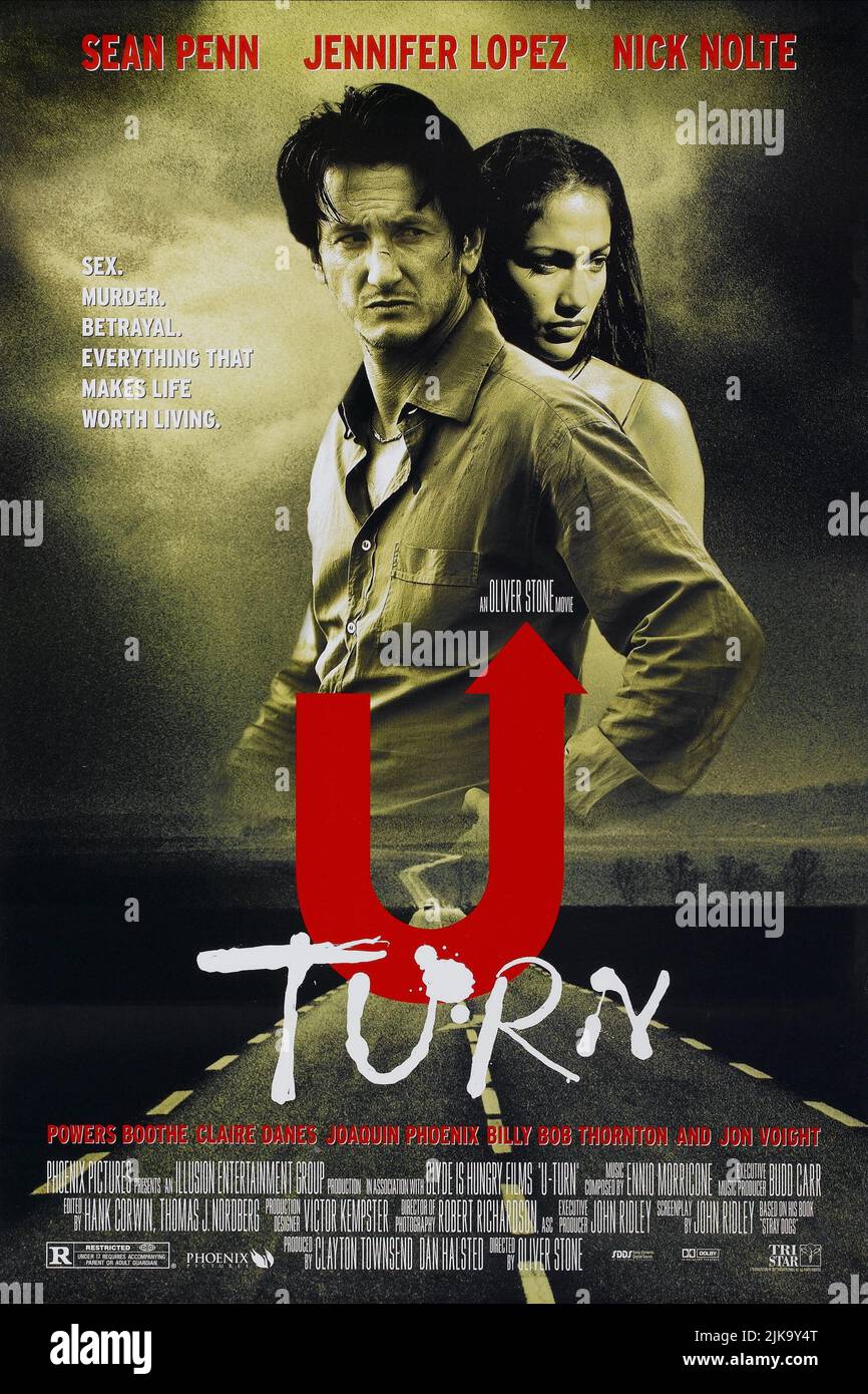 Sean Penn & Jennifer Lopez Poster Film U Turn (USA/FR 1997) Charaktere: Bobby Cooper, Grace McKenna Regie: Oliver Stone 27. August 1997 **WARNUNG** dieses Foto ist nur für redaktionelle Zwecke bestimmt und ist urheberrechtlich geschützt von COLUMBIA TRISTAR und/oder dem Fotografen, der von The Film or Production Company zugewiesen wurde. Es kann nur durch Veröffentlichungen in Verbindung mit der Werbung für den oben genannten Film reproduziert werden. Eine obligatorische Gutschrift für COLUMBIA TRISTAR ist erforderlich. Der Fotograf sollte ebenfalls angerechnet werden, wenn er bekannt ist. Ohne schriftliche Genehmigung der Film Company kann keine kommerzielle Nutzung gewährt werden. Stockfoto
