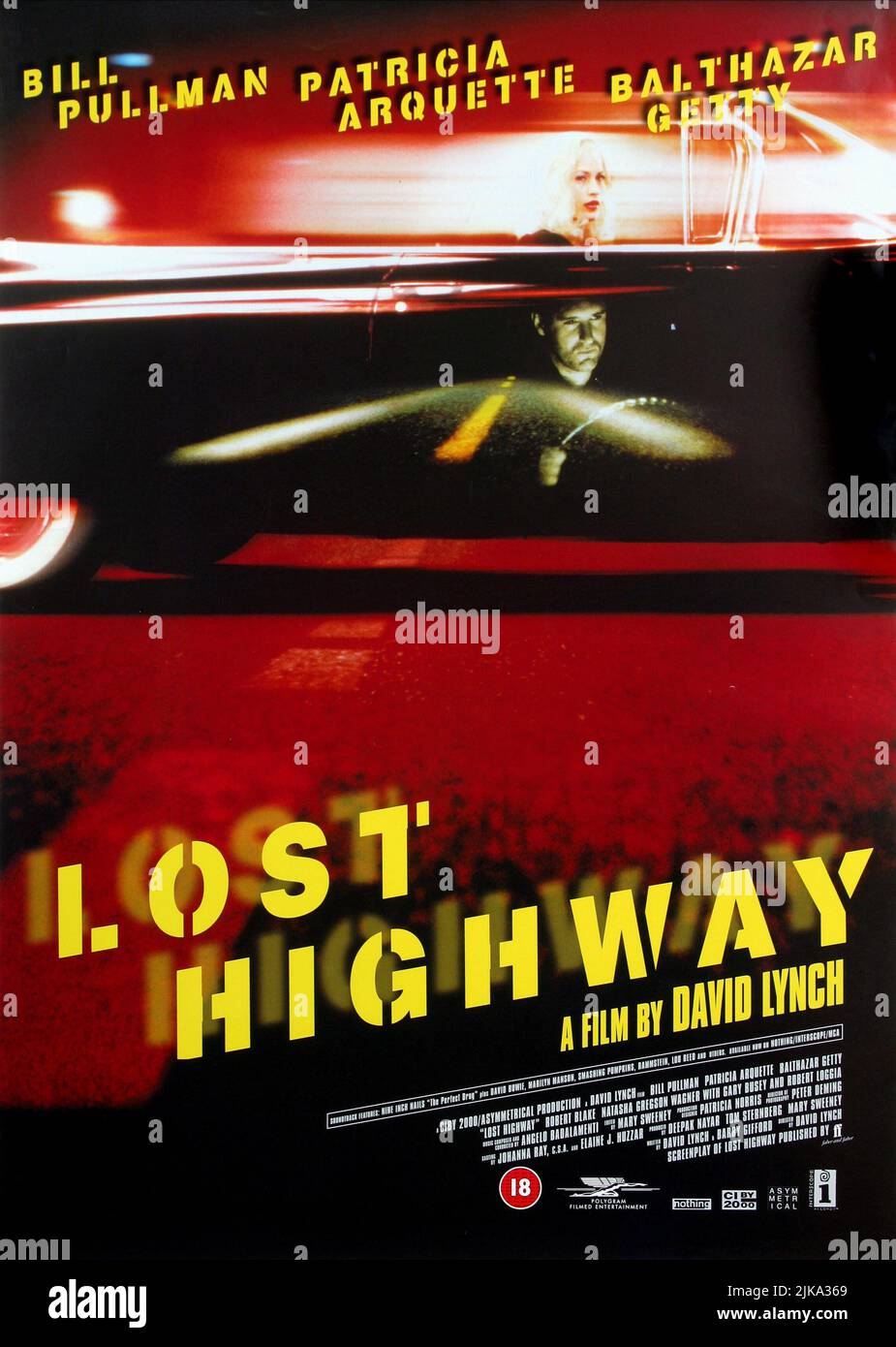 Filmposter Film Lost Highway (FR/USA 1997) Regie: David Lynch 15. Januar 1997 **WARNUNG** dieses Foto ist nur für redaktionelle Zwecke bestimmt und unterliegt dem Urheberrecht von OKTOBER Films und/oder des von der Film- oder Produktionsgesellschaft beauftragten Fotografen und darf nur durch Veröffentlichungen in Verbindung mit der Werbung für den oben genannten Film reproduziert werden. Es ist eine obligatorische Gutschrift für OKTOBER-Filme erforderlich. Der Fotograf sollte ebenfalls angerechnet werden, wenn er bekannt ist. Ohne schriftliche Genehmigung der Film Company kann keine kommerzielle Nutzung gewährt werden. Stockfoto