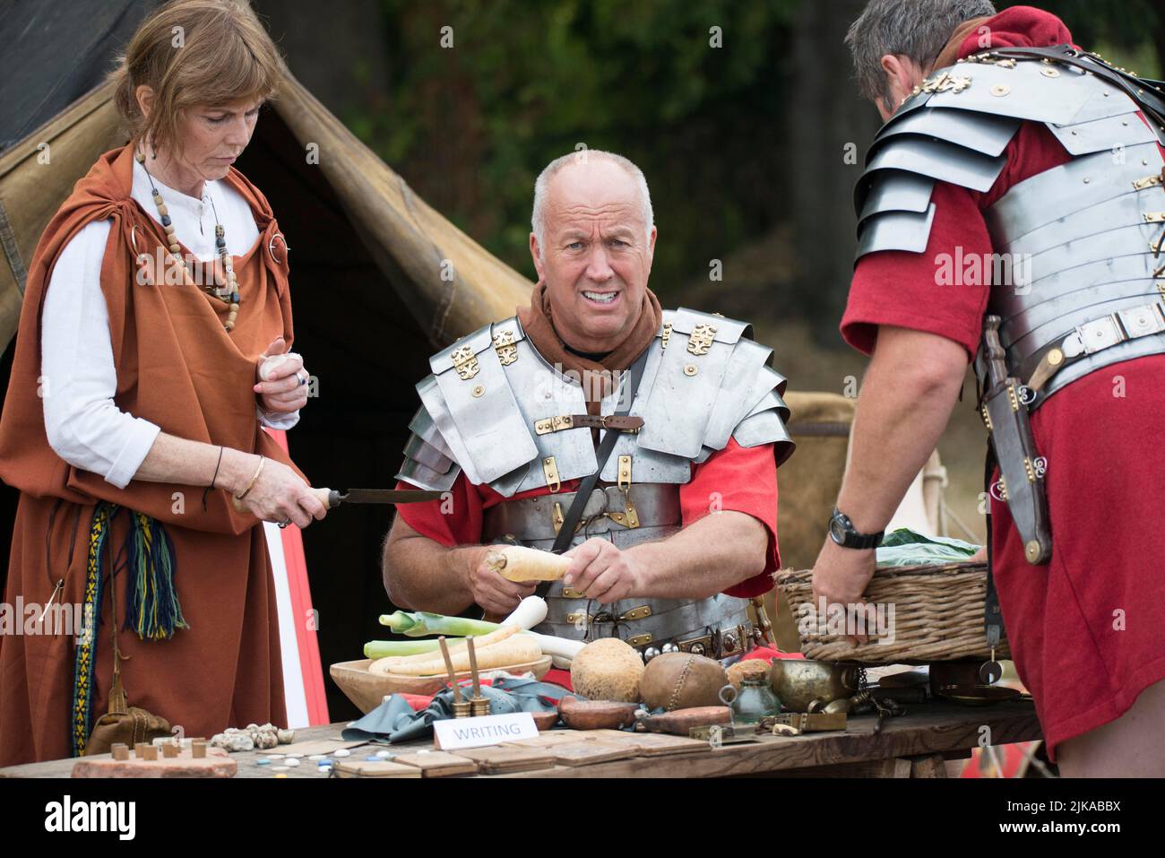 Fishbourne Roman Palace, West Sussex. Die Straßenwache von Ermine eine