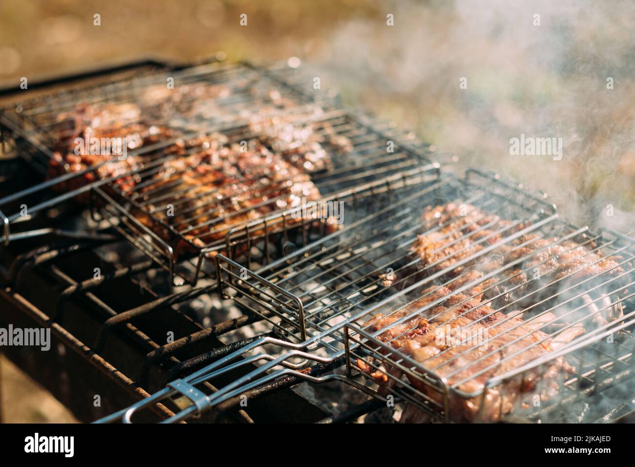 Picknick Party Open Air Food Festival Grillrippen Stockfoto