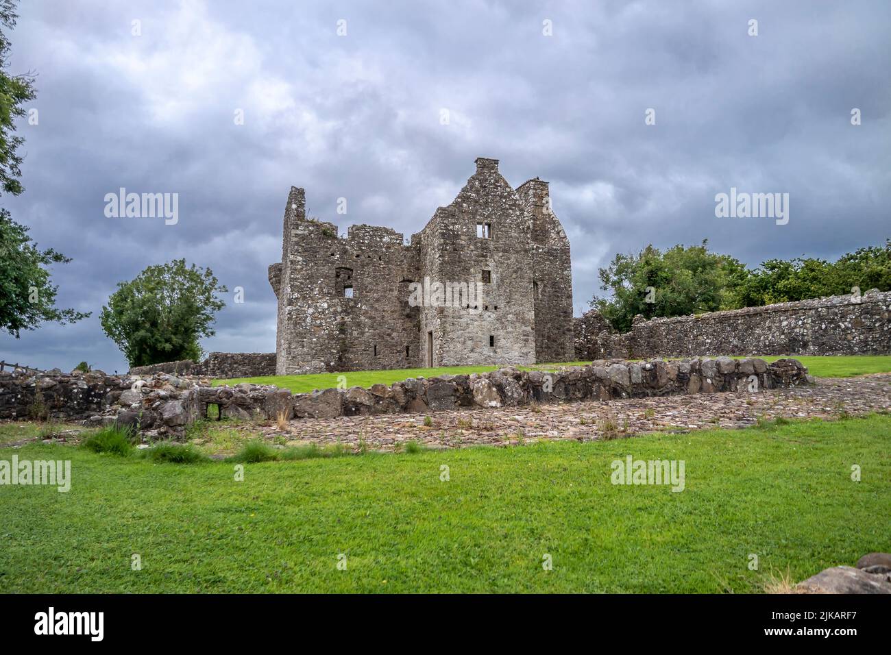 Das wunderschöne Tully Castle von Enniskillen, County Fermanagh in Nordirland. Stockfoto